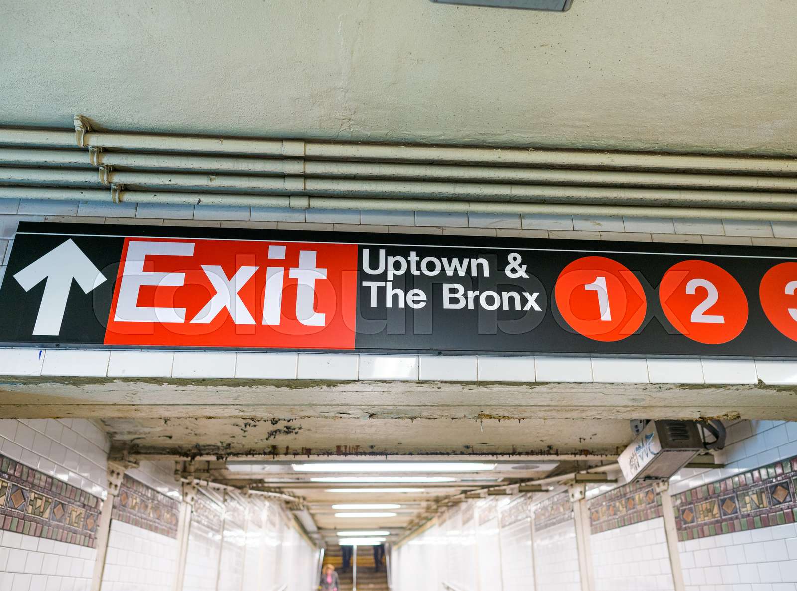 NEW YORK CITY - JUNE 2013: Exit signs in New York City subway | Stock