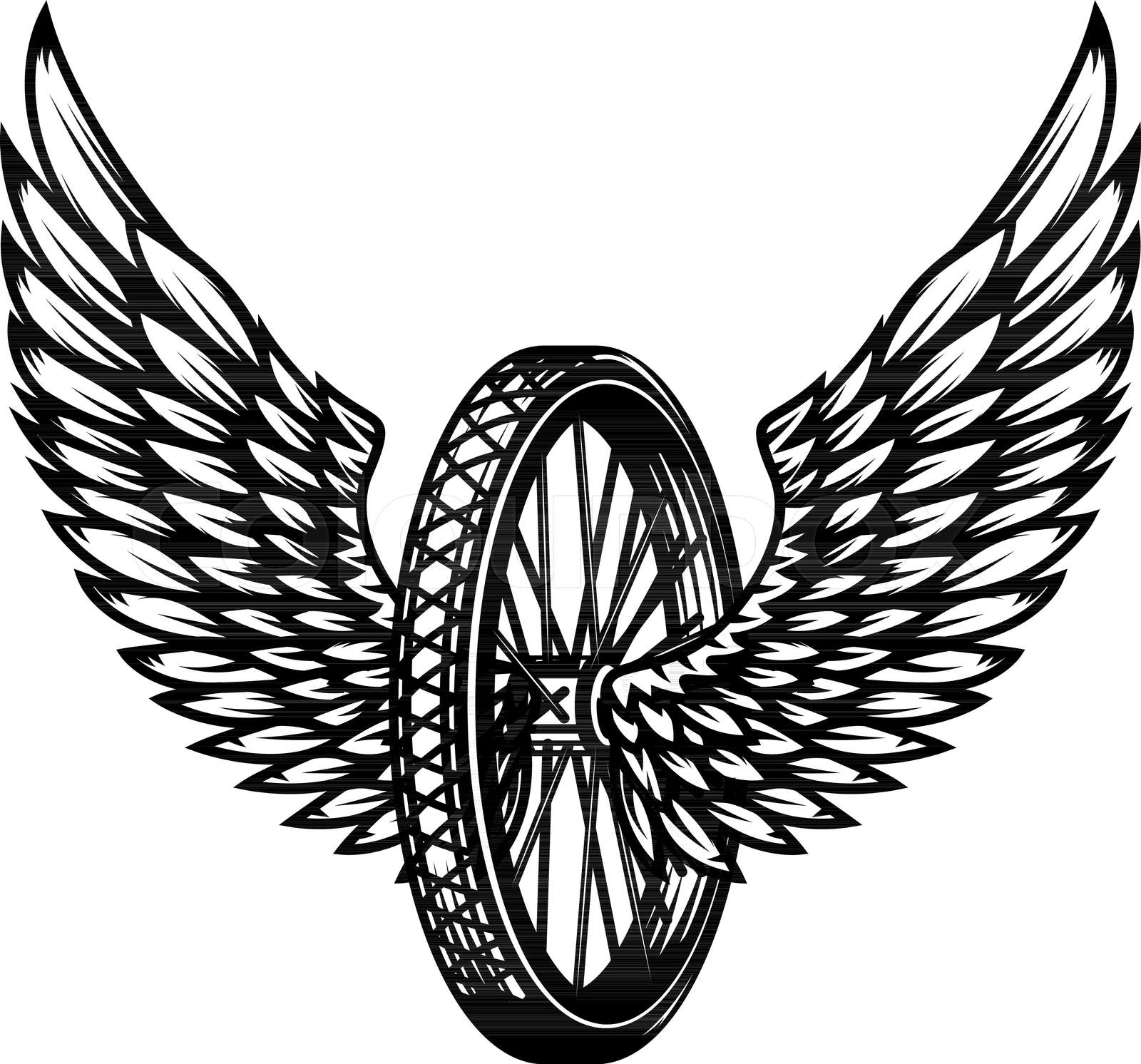 Wheel with wings. Stock vector Colourbox