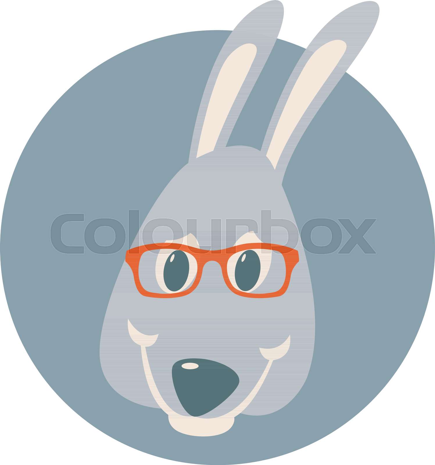 rabbit face head in glasses vector | Stock vector | Colourbox
