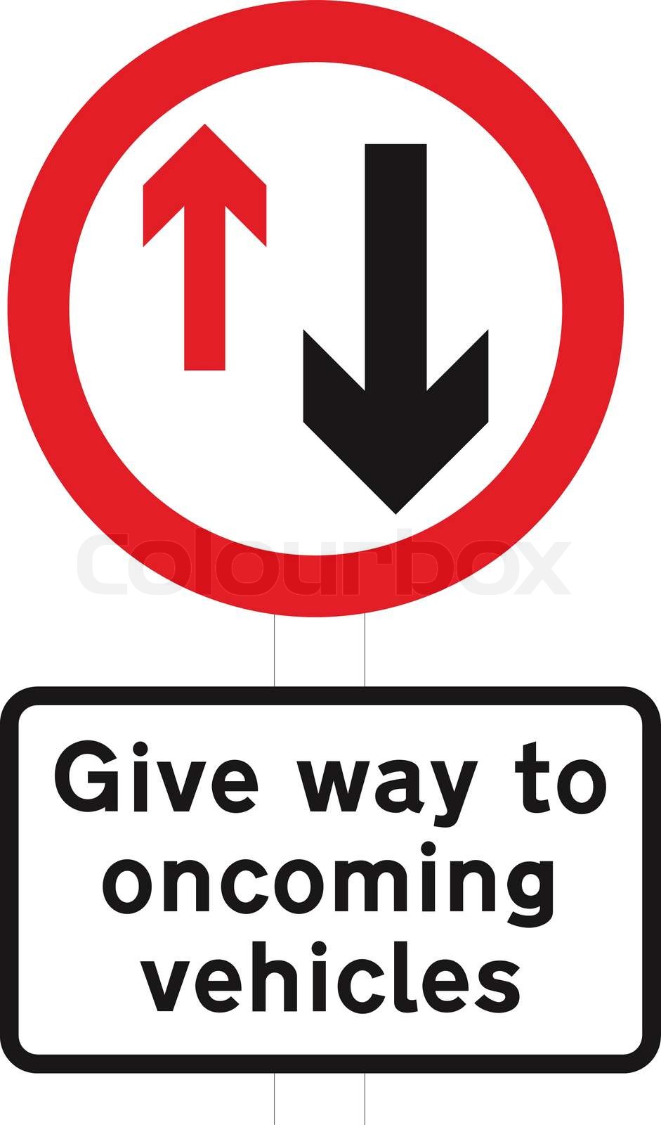 Give priority to vehicles from opposite direction stock vector