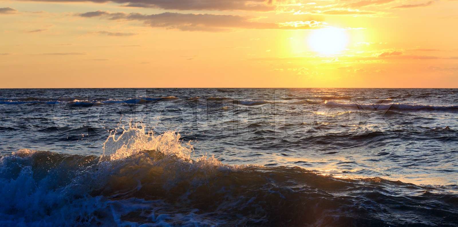 sunset surf great wave break on coastline Stock image Colourbox