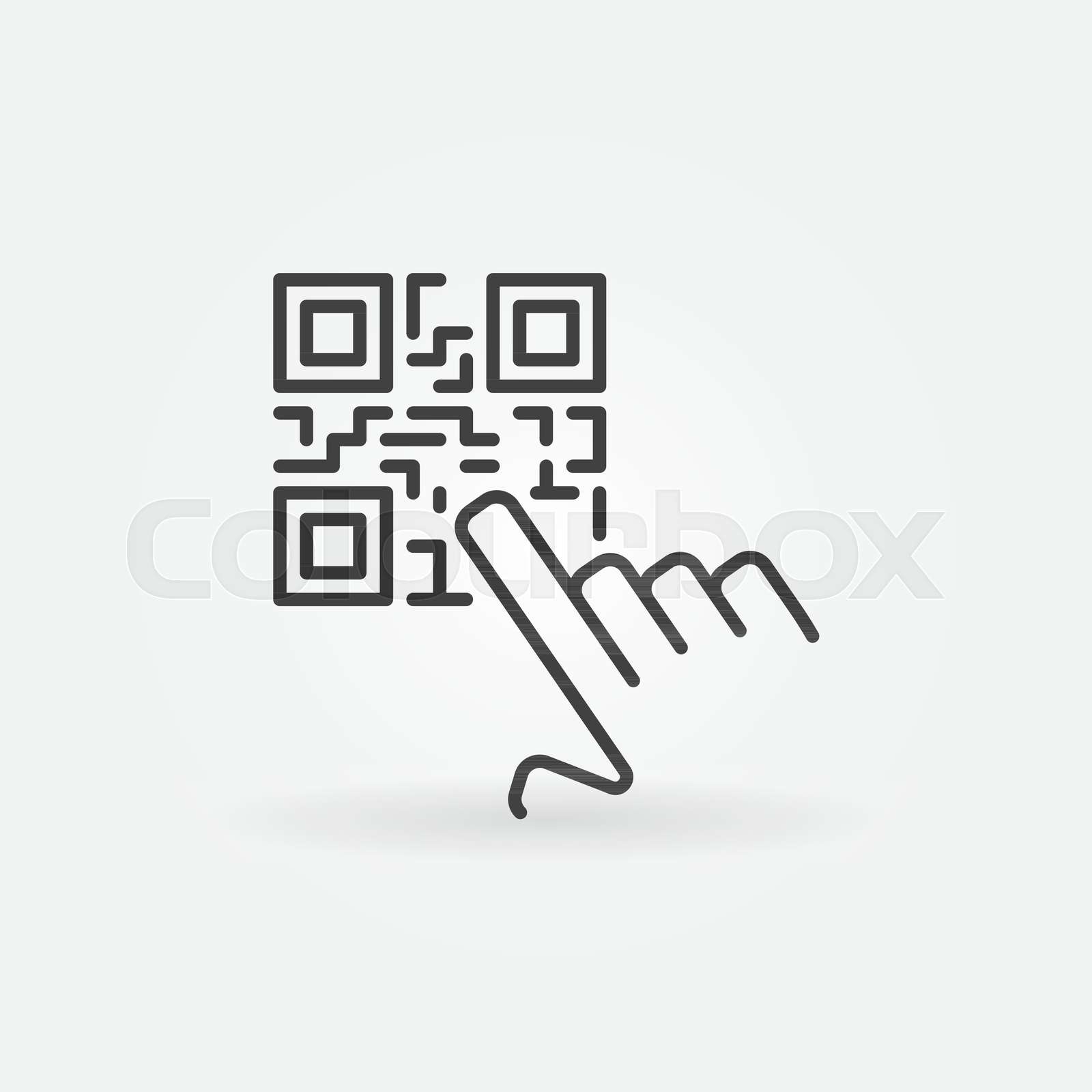 Hand pointing QR code vector concept icon or symbol Stock vector
