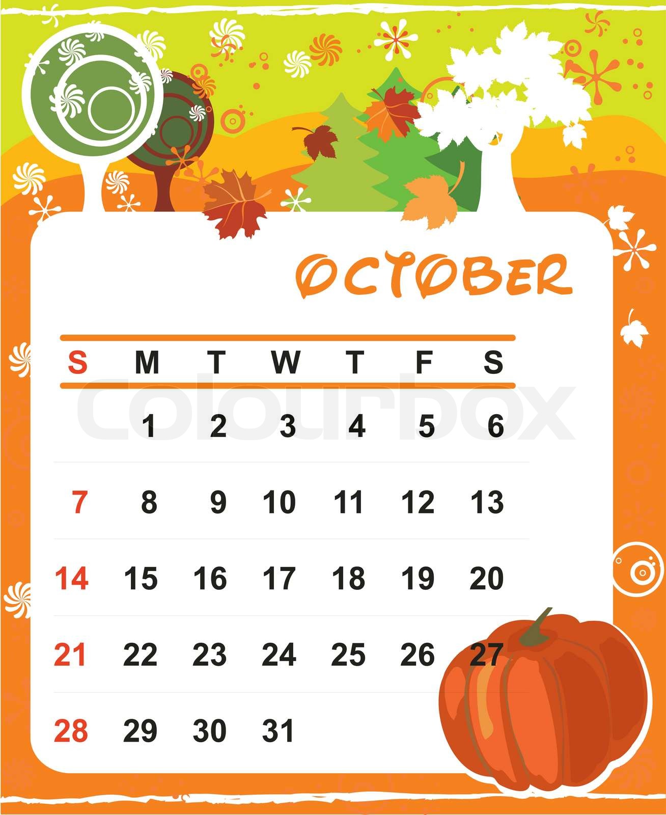 Beautiful vector decorative Frame for calendar - October | Stock vector ...