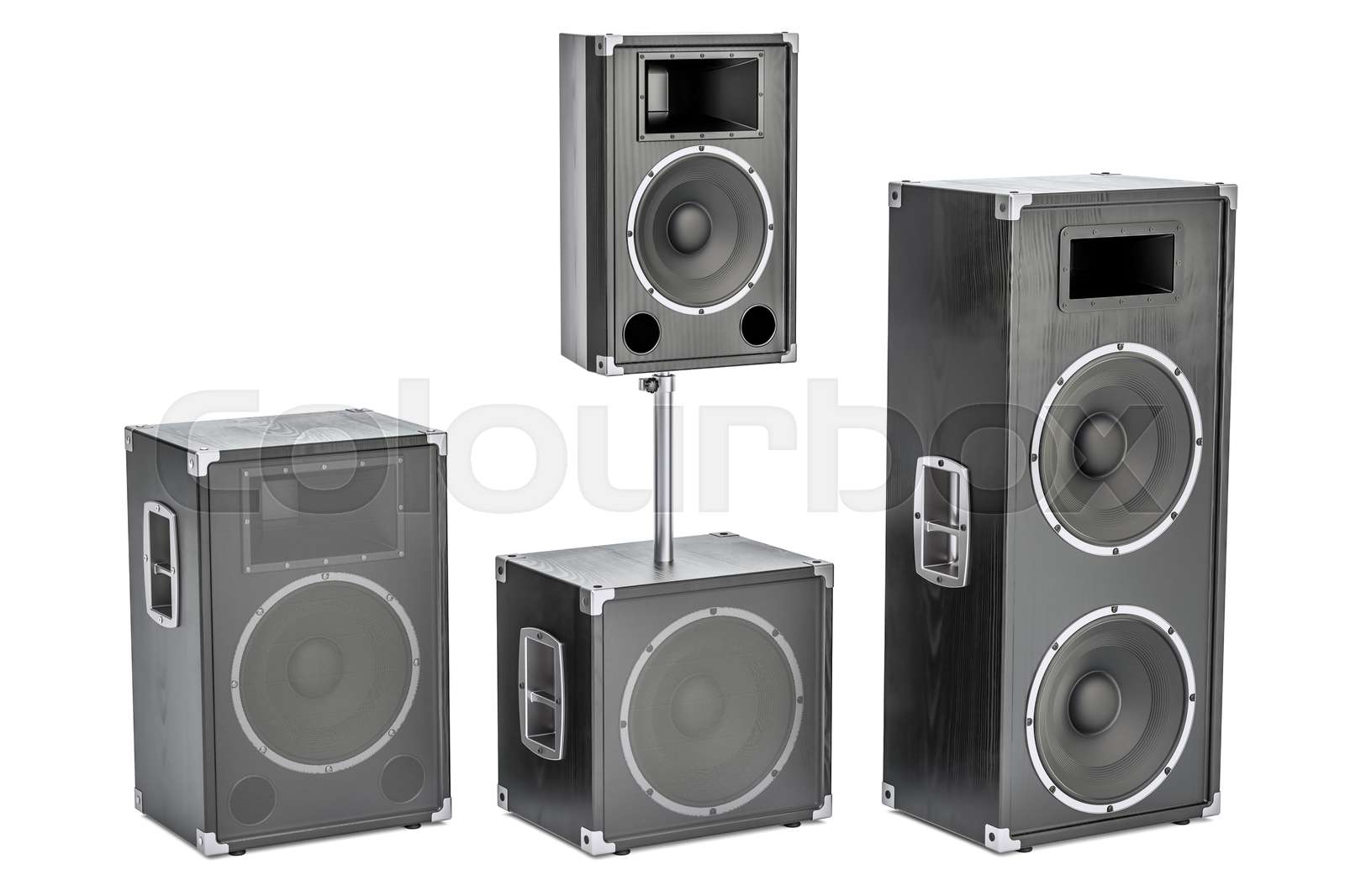 Studio monitor loudspeakers, 3D rendering Stock image Colourbox