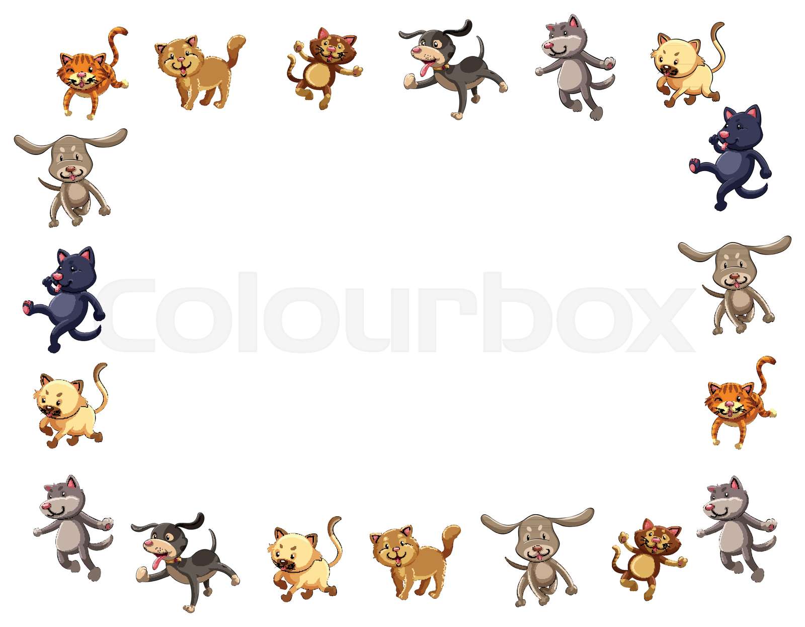 Border template with cute cats and dogs Stock vector Colourbox