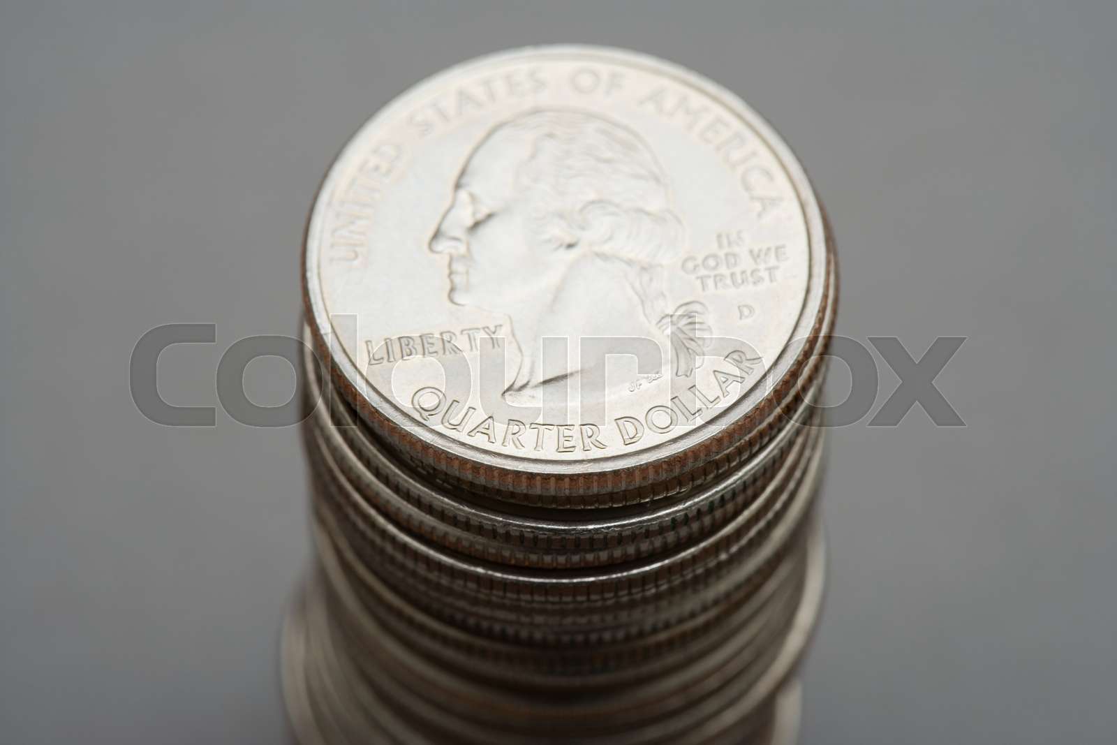 Stack of quarters Stock image Colourbox