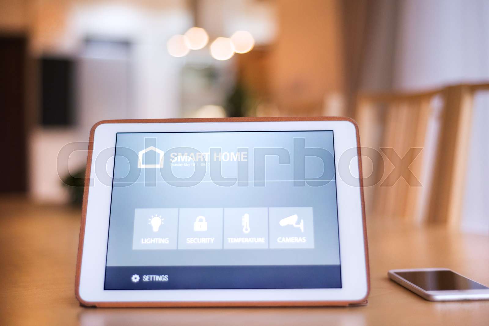 A tablet with smart home screen. Stock image Colourbox