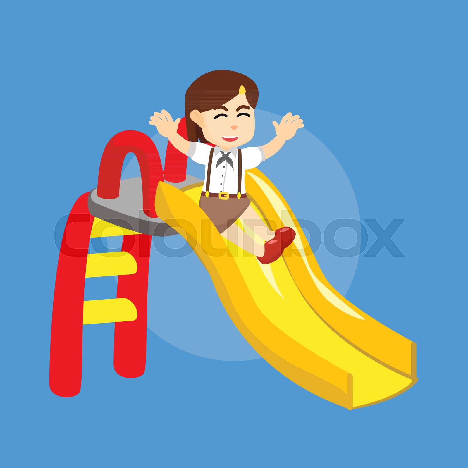 Girl student playing slide Stock vector Colourbox
