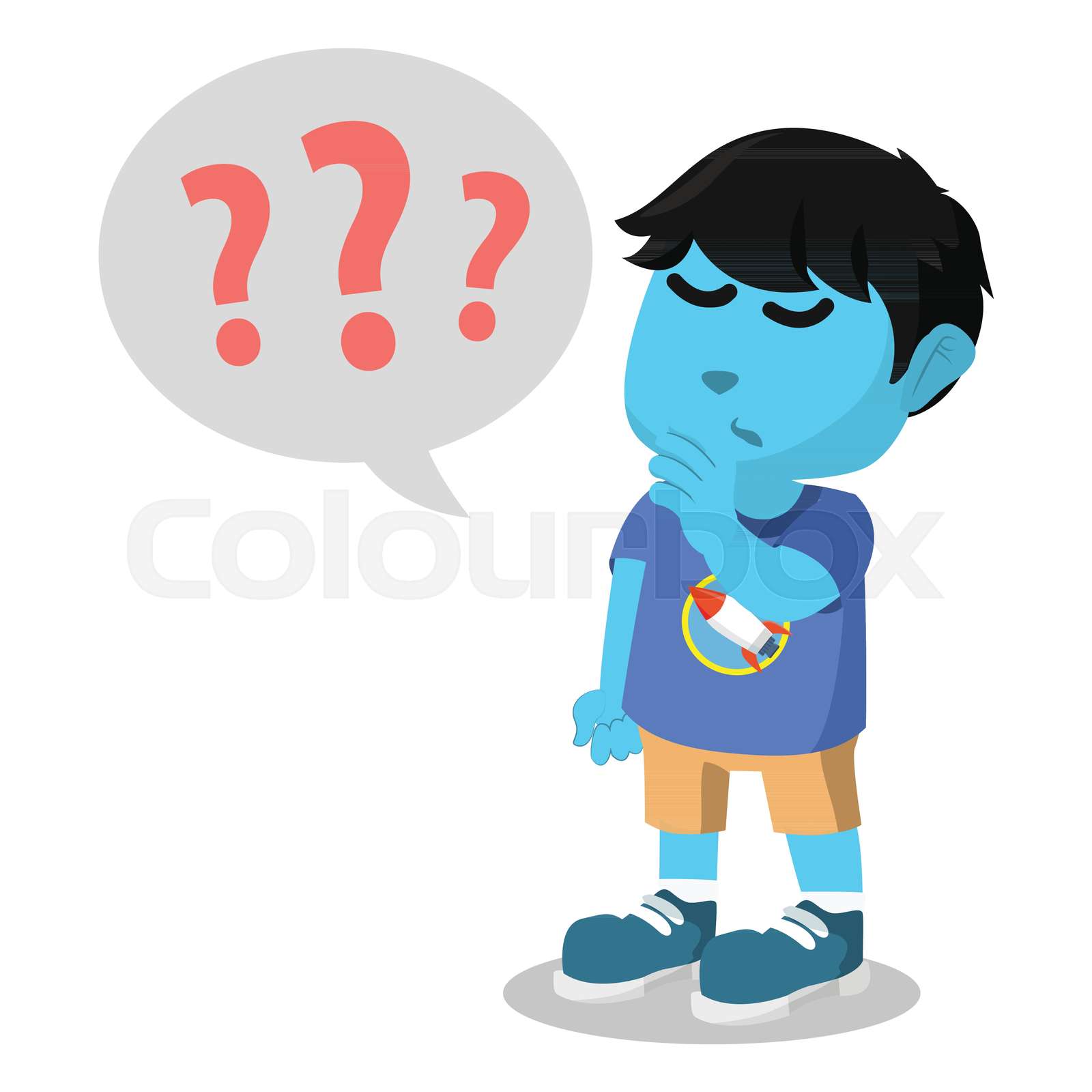 Boy with question marks | Stock vector | Colourbox