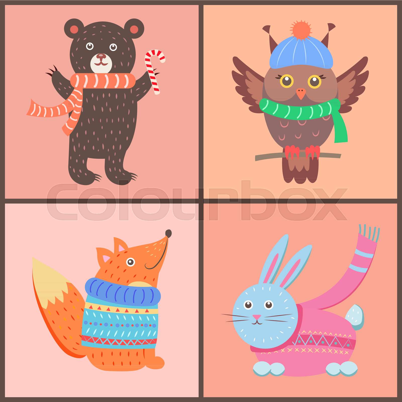 Collection of Cute Posters on Vector Illustration Stock vector