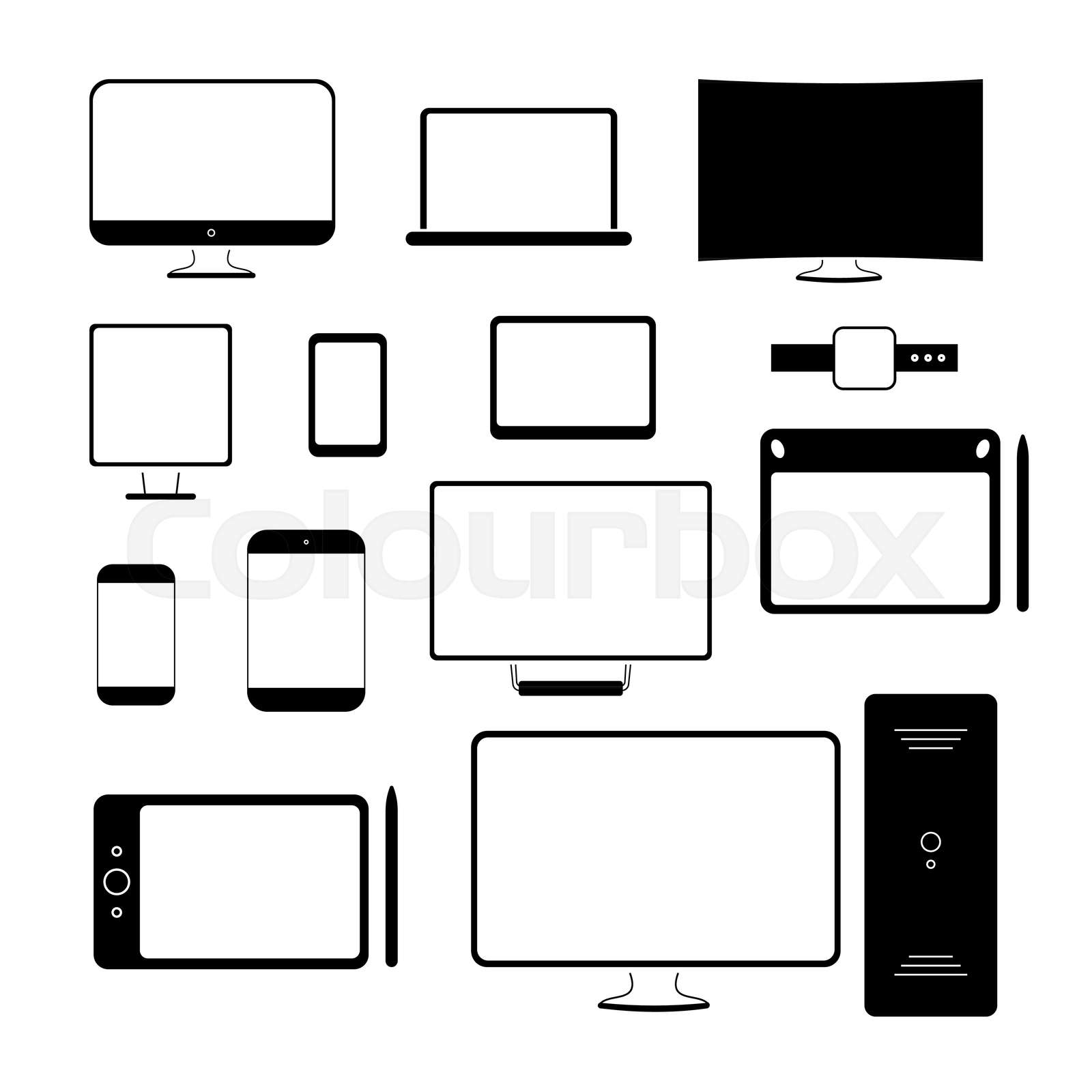 Set of modern devices Stock vector Colourbox
