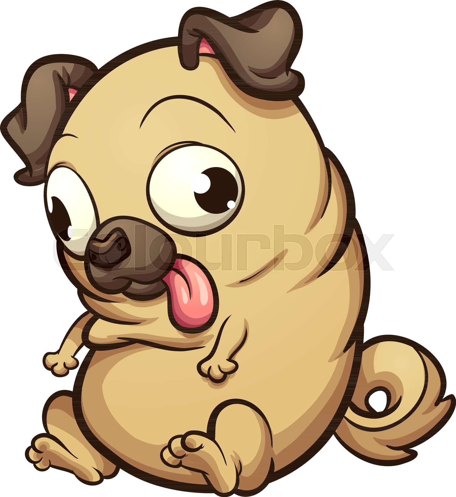 Fat cartoon pug Stock vector Colourbox