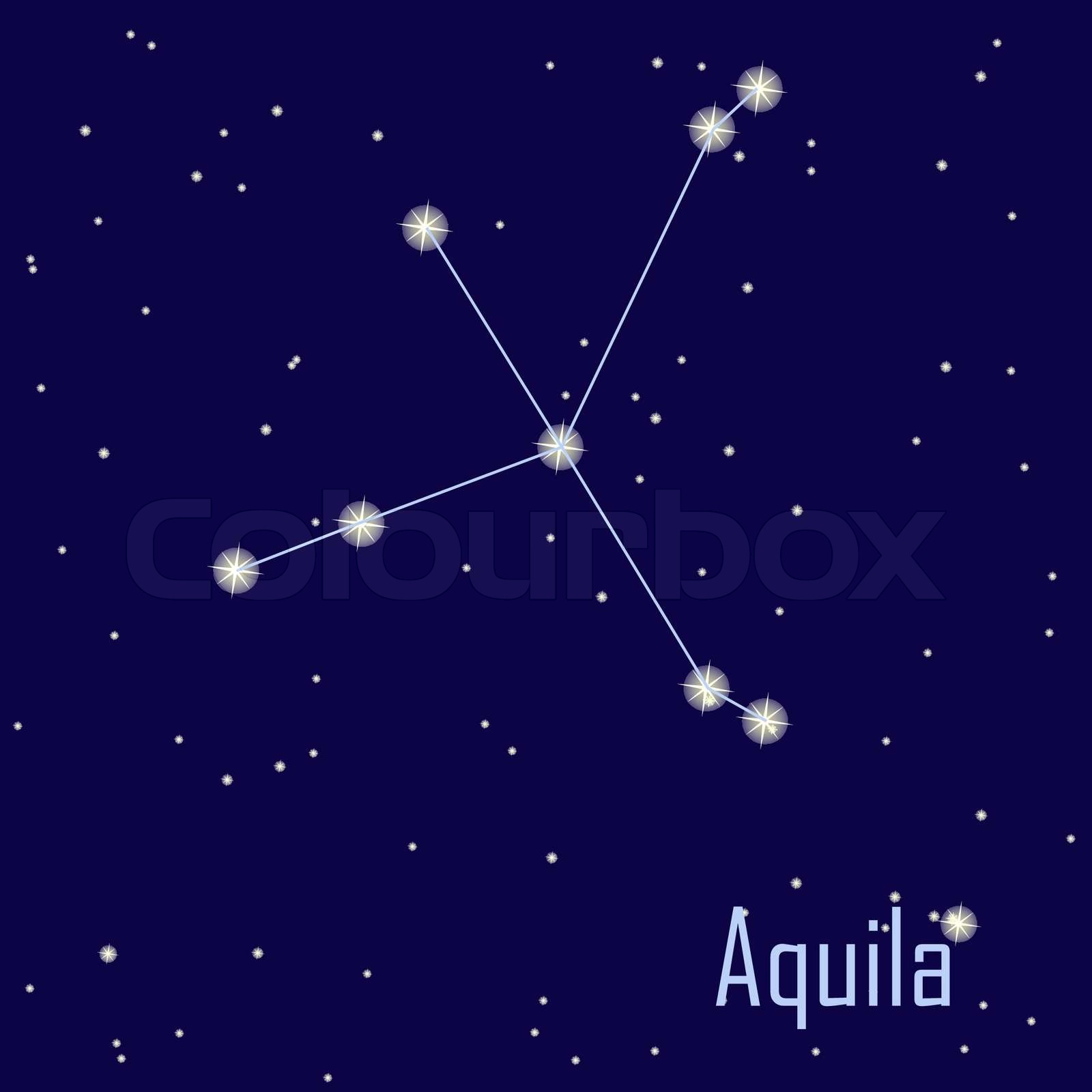 The Constellation Aquila Star In The Night Sky Vector Illustration