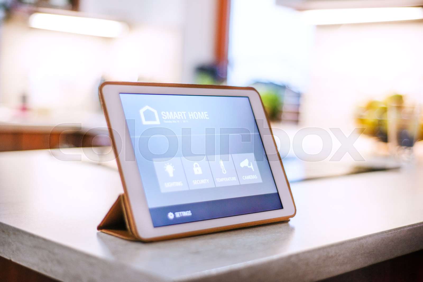 A tablet with smart home screen. Stock image Colourbox