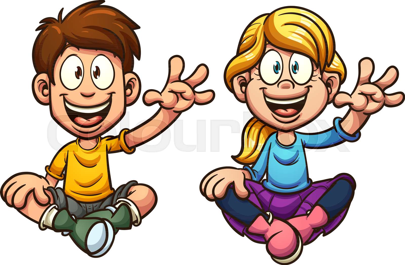 Cartoon sitting kids Stock vector Colourbox