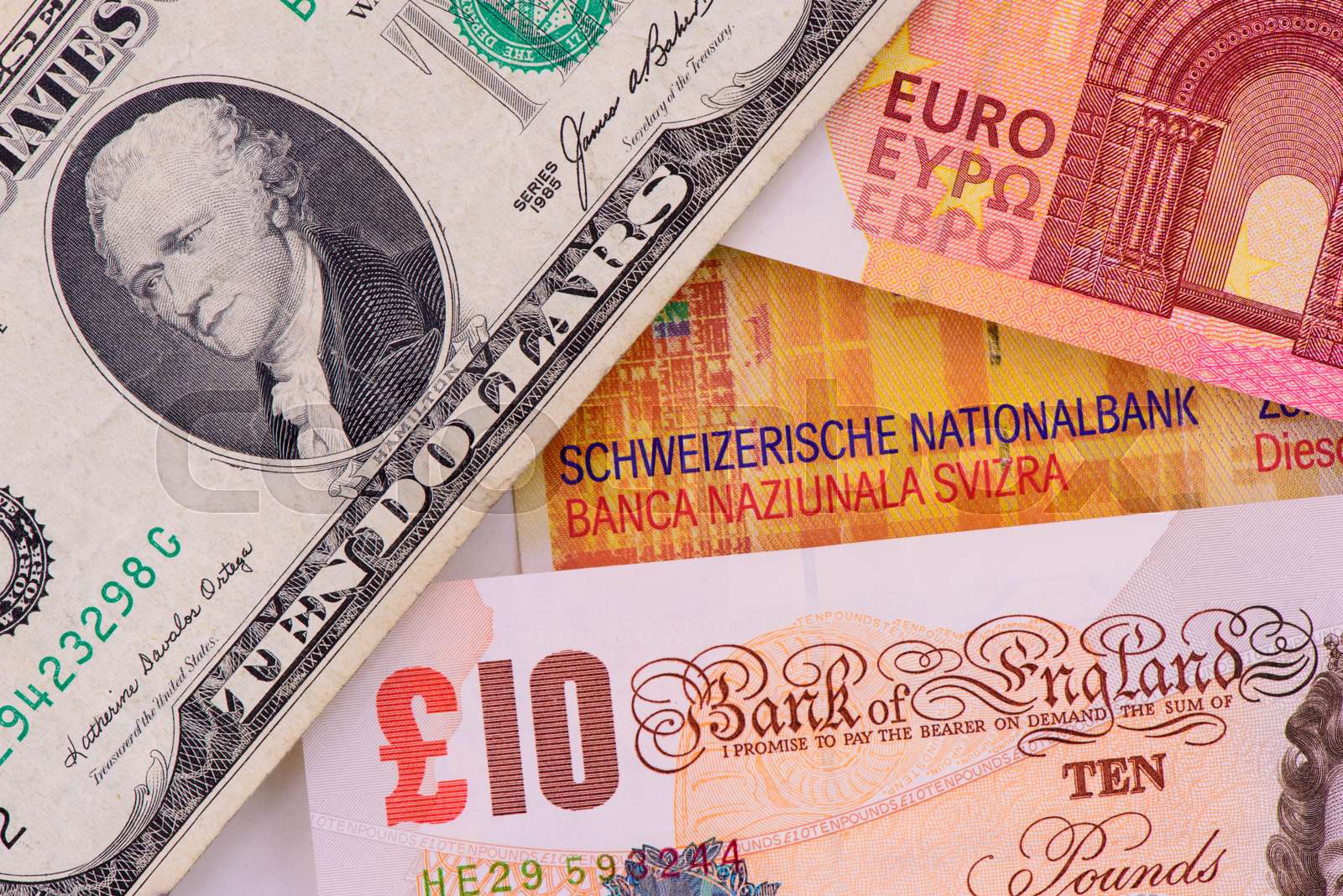 Banknoten von Euro, Dollar Schweizer Franken und Englische Pfund Stock Bild Colourbox Banknoten von Euro, Dollar Schweizer Franken und Englische Pfund Stock Bild Colourbox