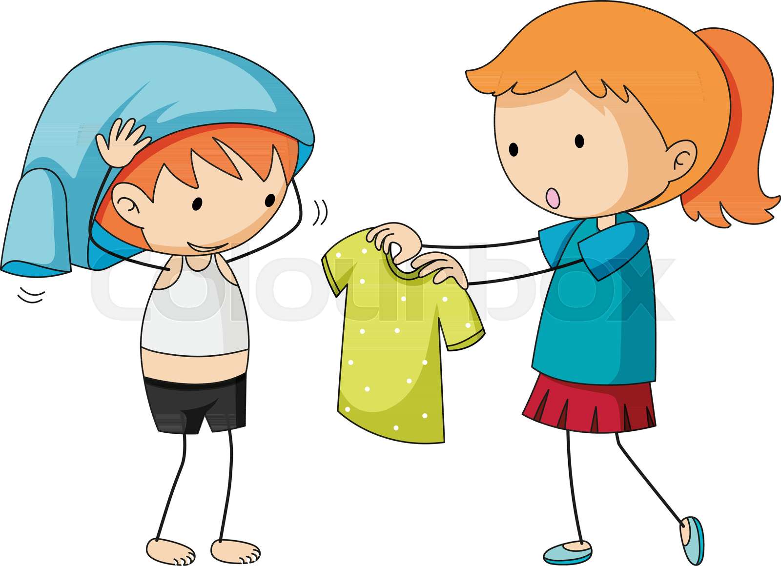 Sister Helping Brother Getting Dressed Stock Vector Colourbox Sister Helping Brother Getting Dressed Stock Vector Colourbox