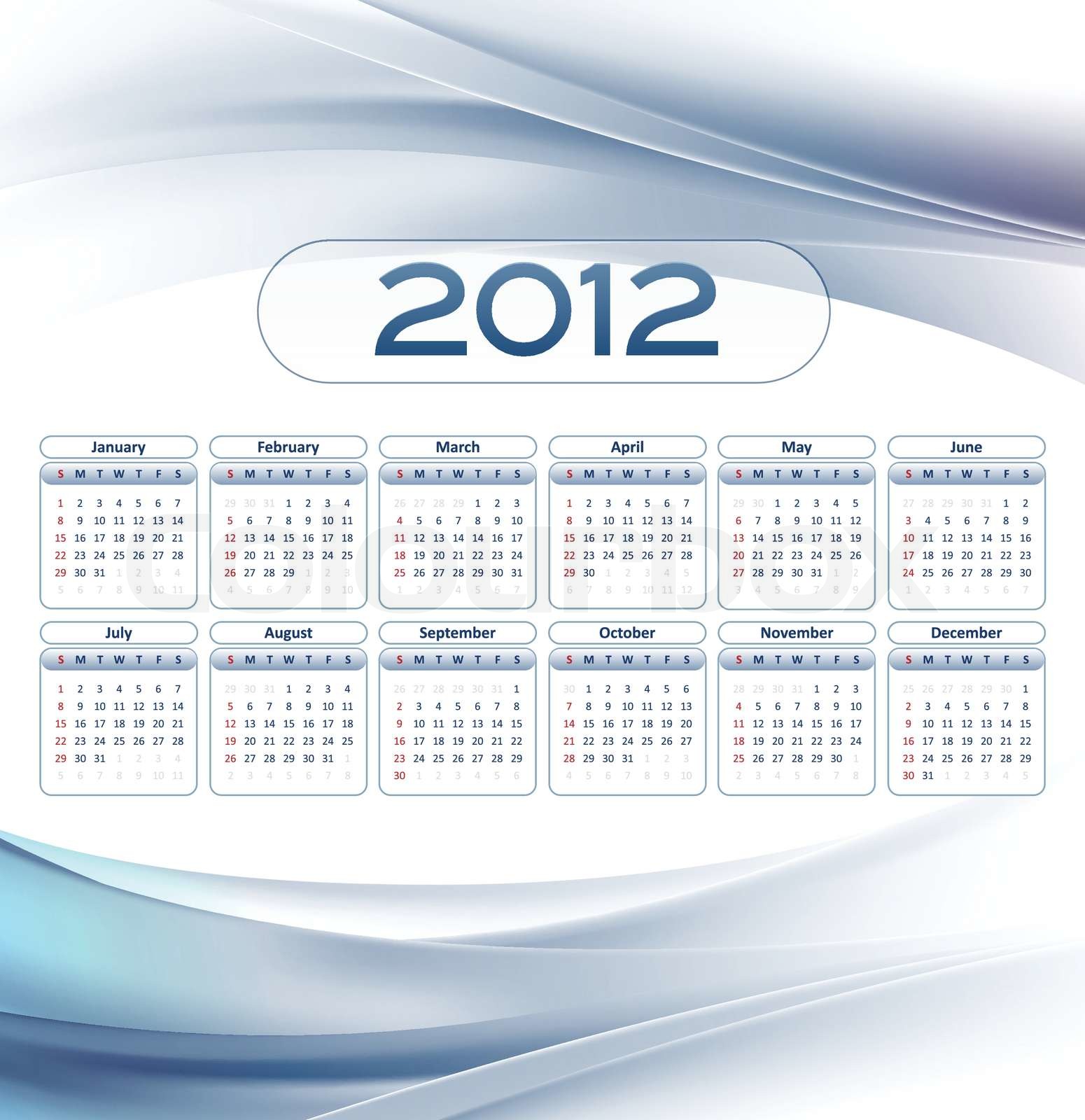 Business Calendar Tempate 2012 Year Stock Vector Colourbox