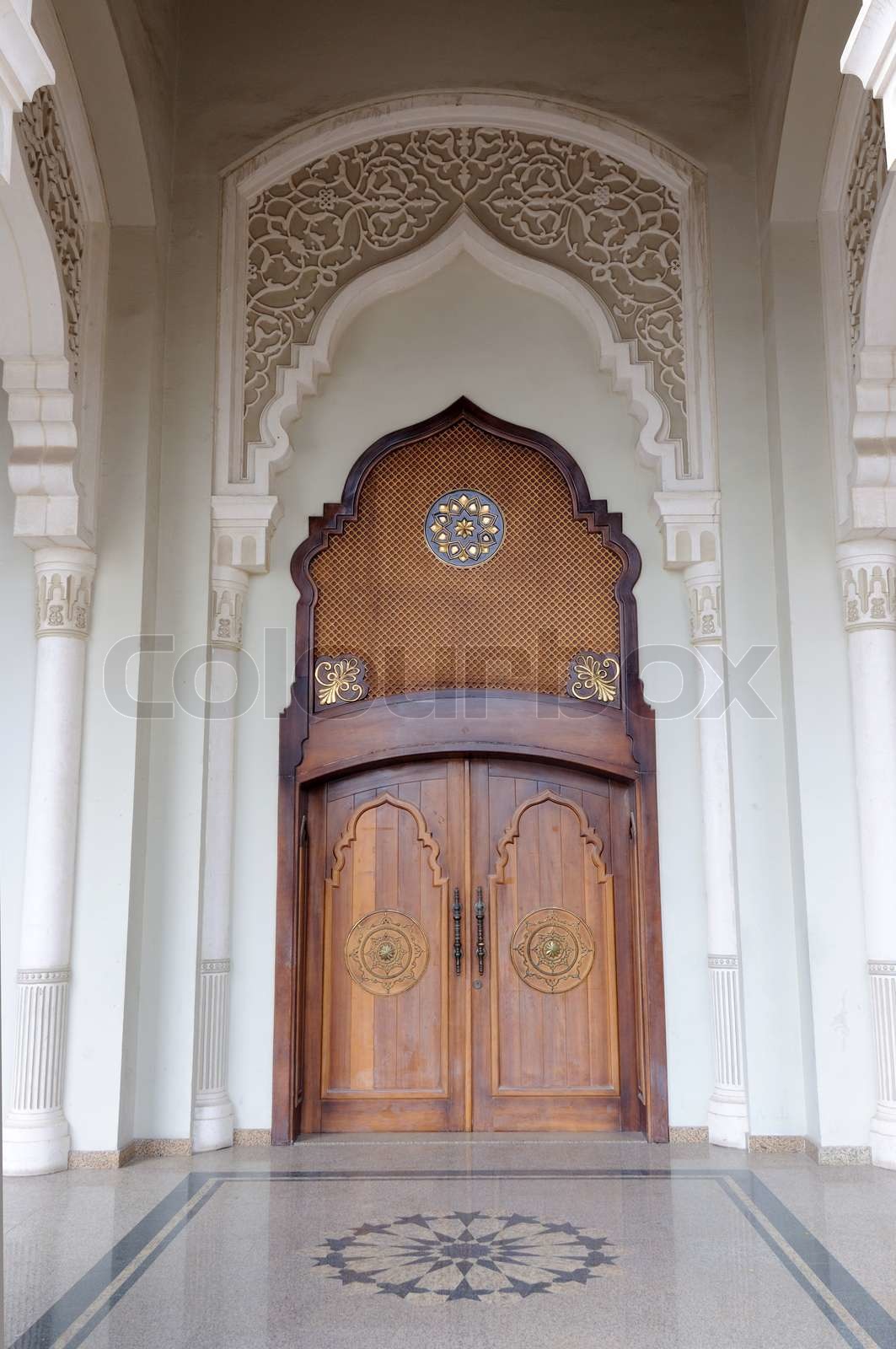 Arabic Style Mosque Door in Sharjah, United Arab Emirates Stock image