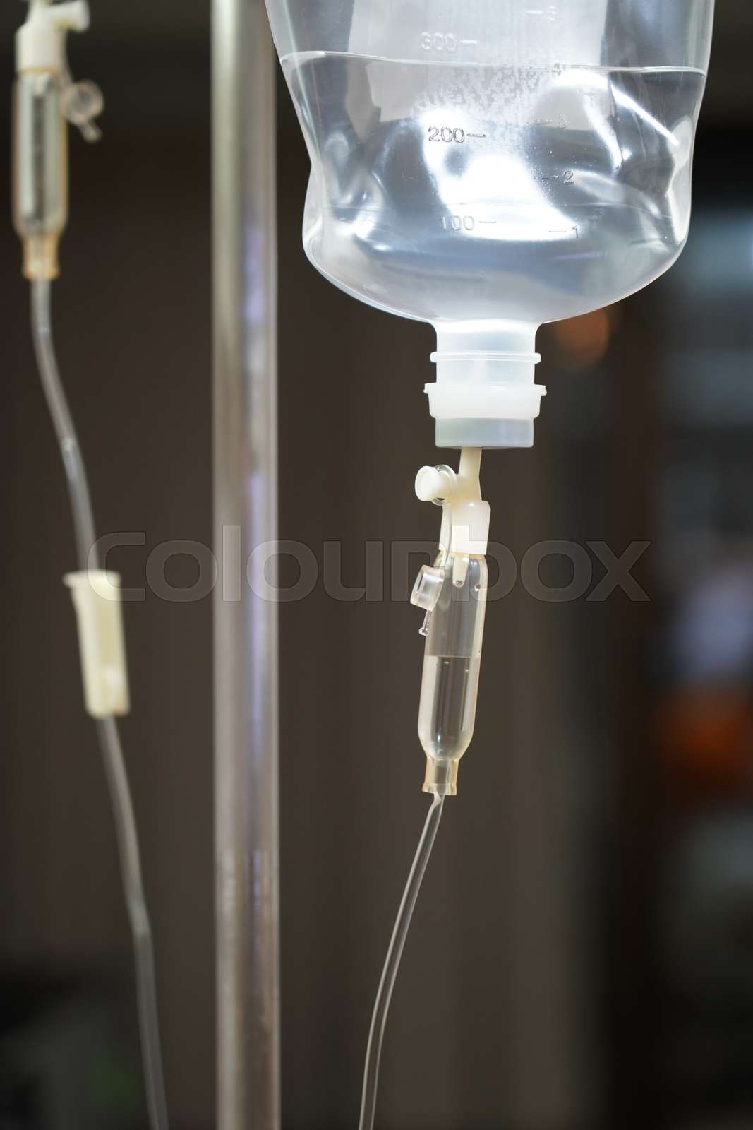 Close up นื saline solution drip for patient Stock image Colourbox
