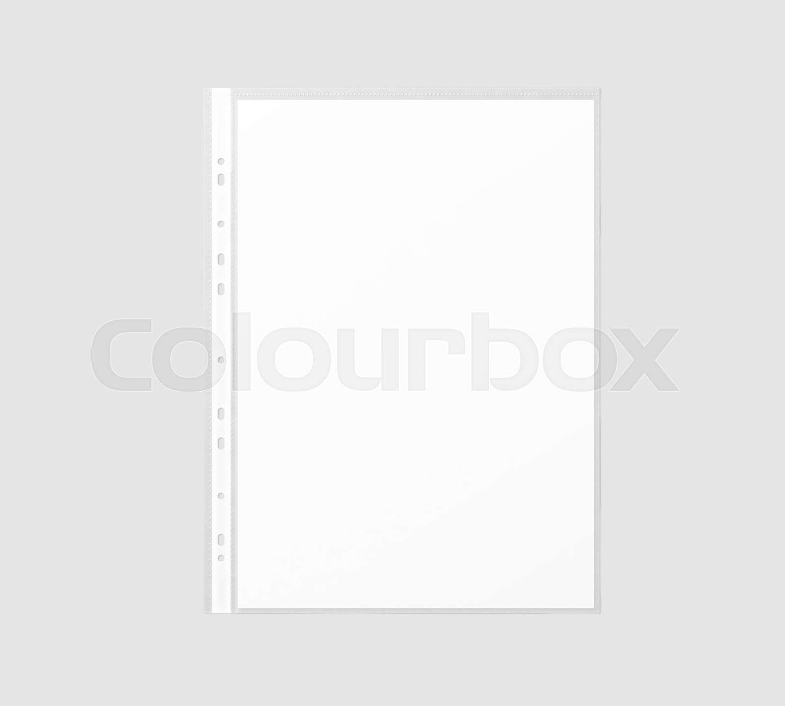 Blank white A4 paper sheet mockup in transparent plastic sleeve