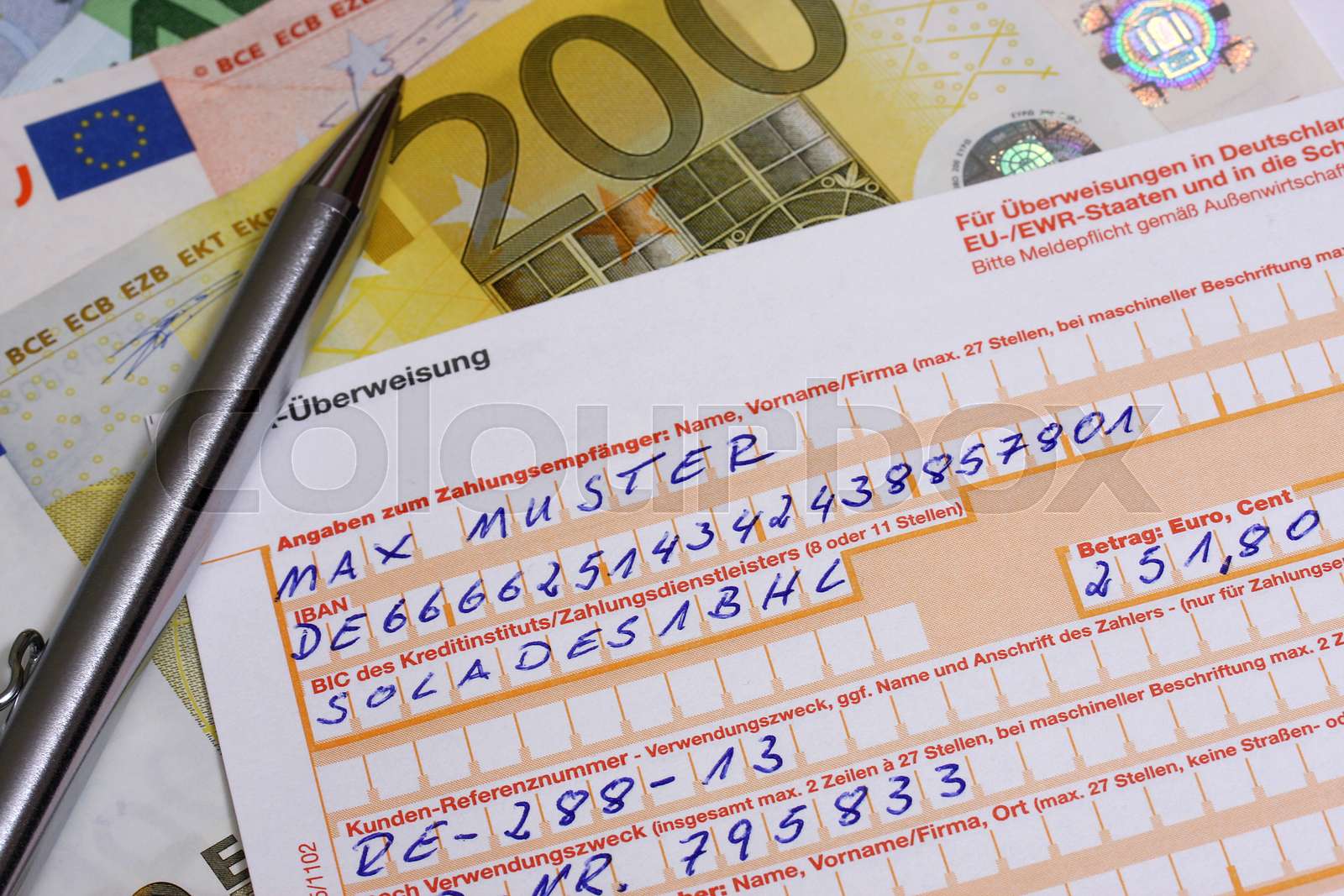 anweisen, iban, überweisung Stock image Colourbox