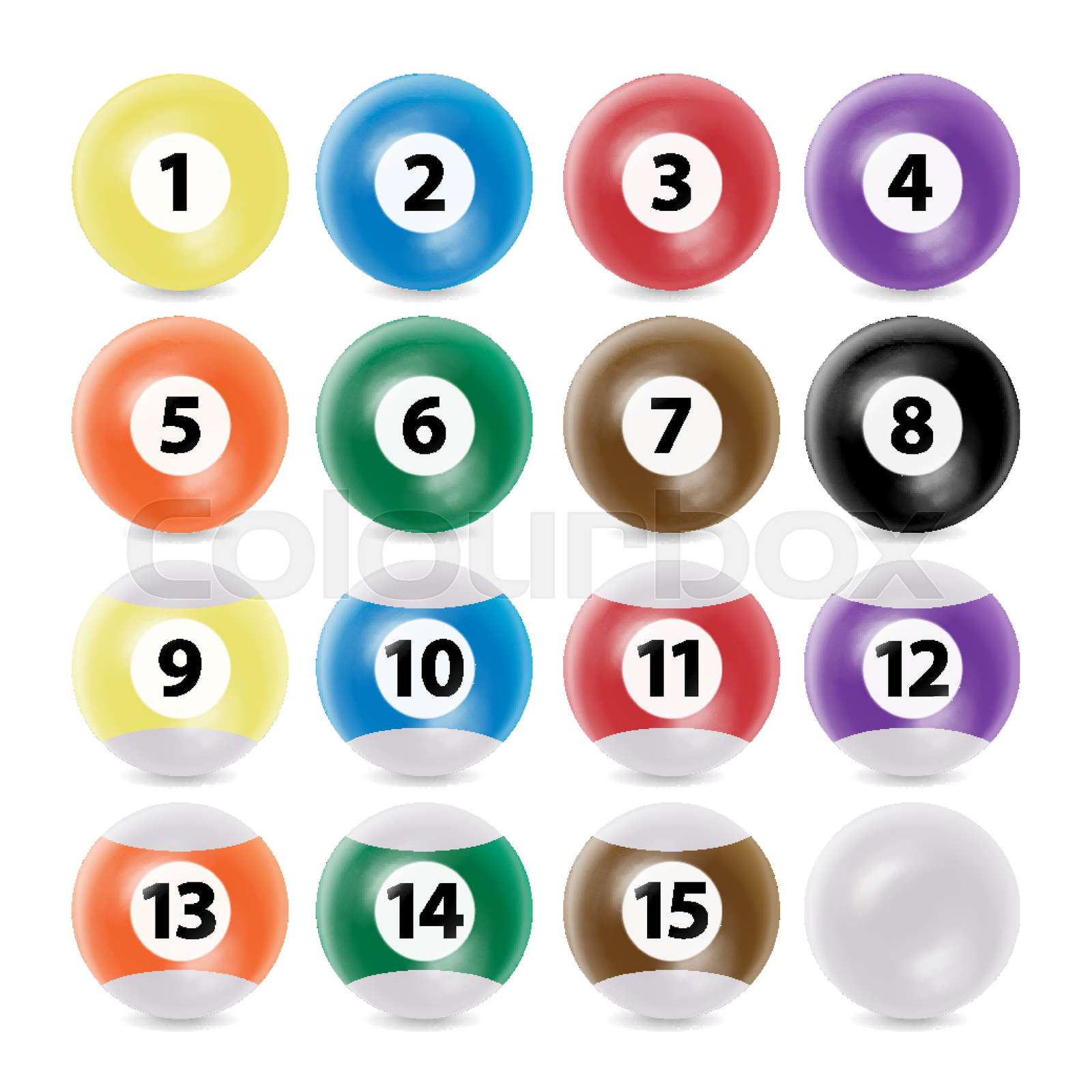 Billiard Ball Set Vector Realistic. Commonly Used Colors. Threedimensional And Realistic