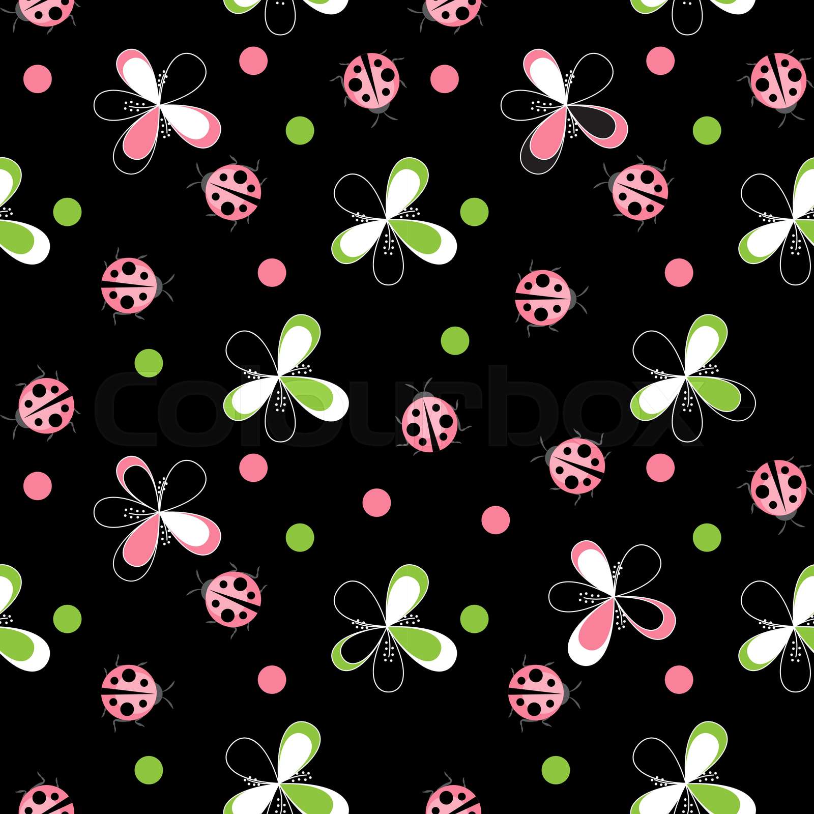 Cute Ladybug Seamless Pattern Background Vector Illustration | Stock ...