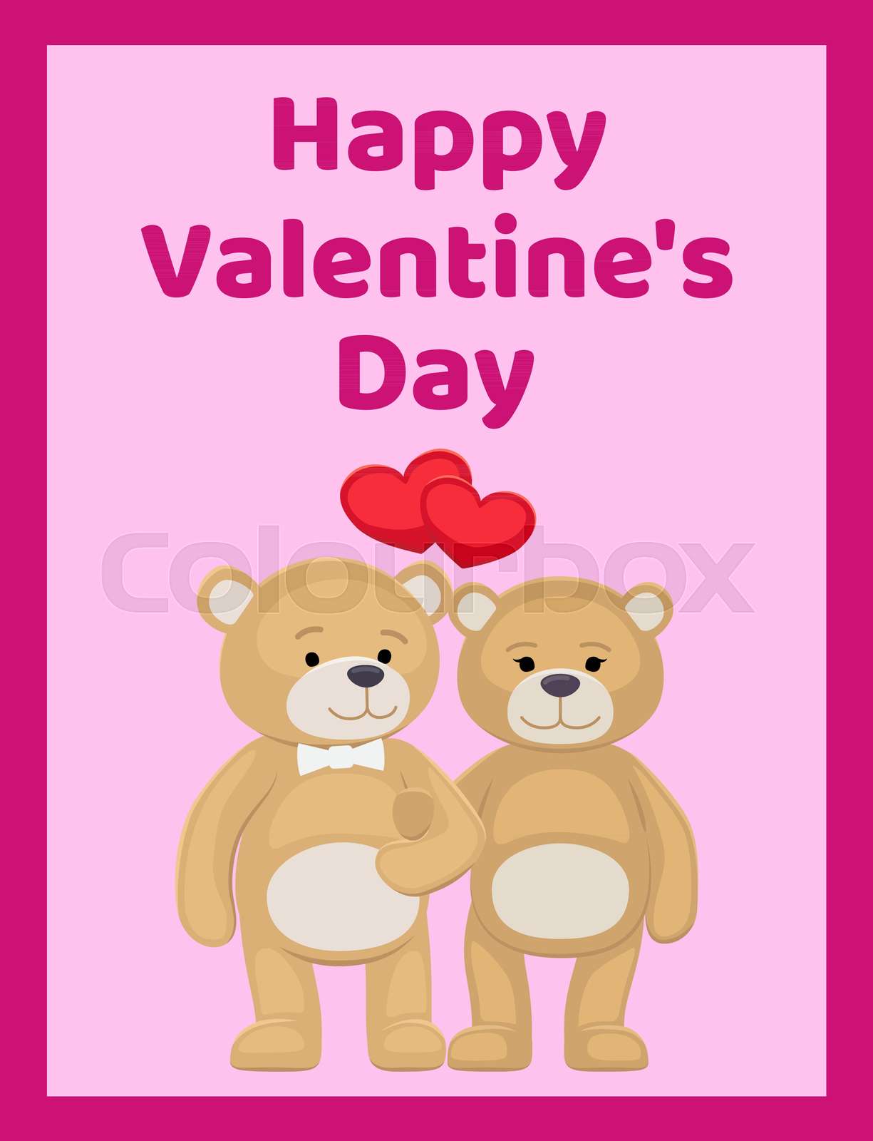 Happy Valentines Day Poster Bear Animals Family | Stock vector | Colourbox