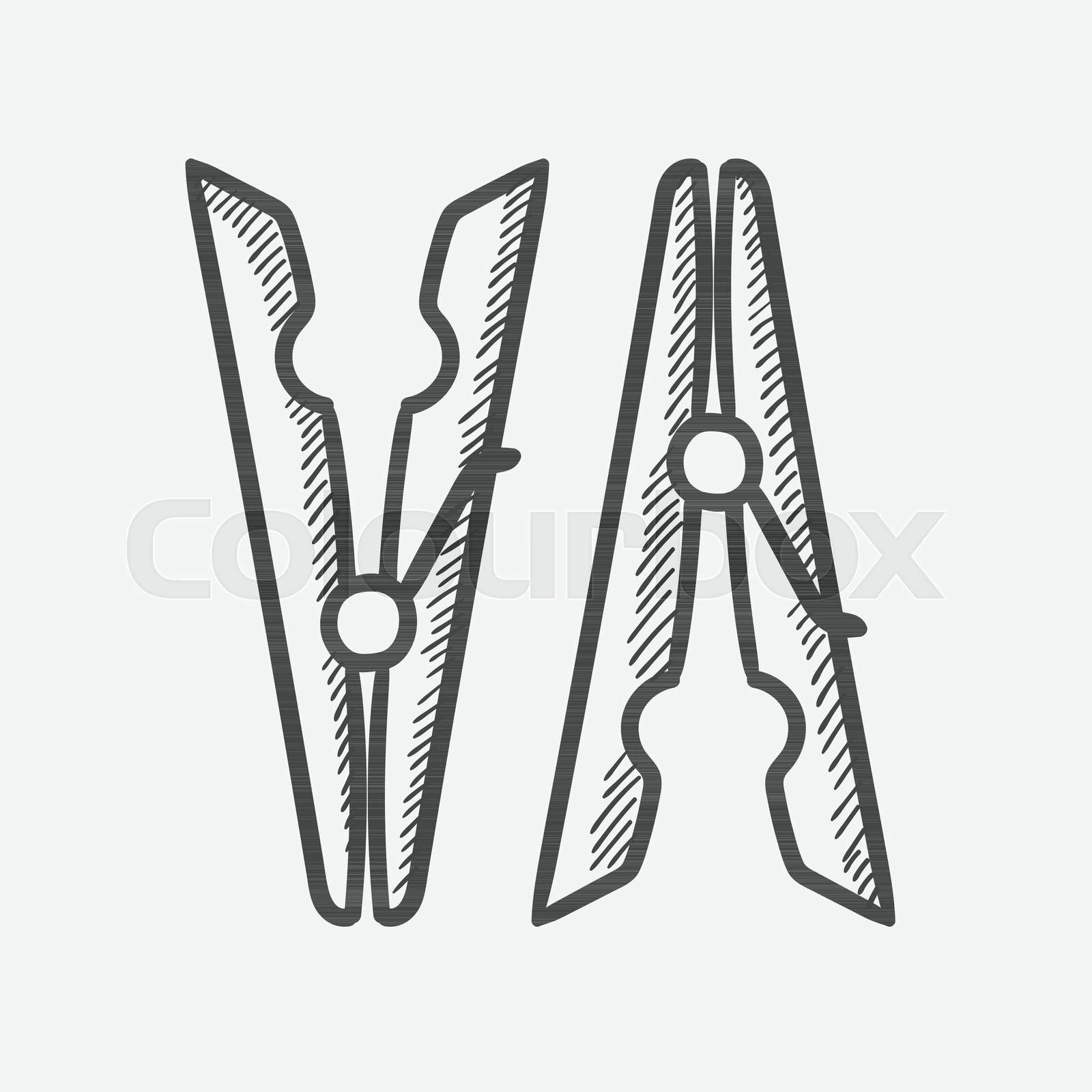 Clothespins hand drawn sketch icon. Stock vector Colourbox