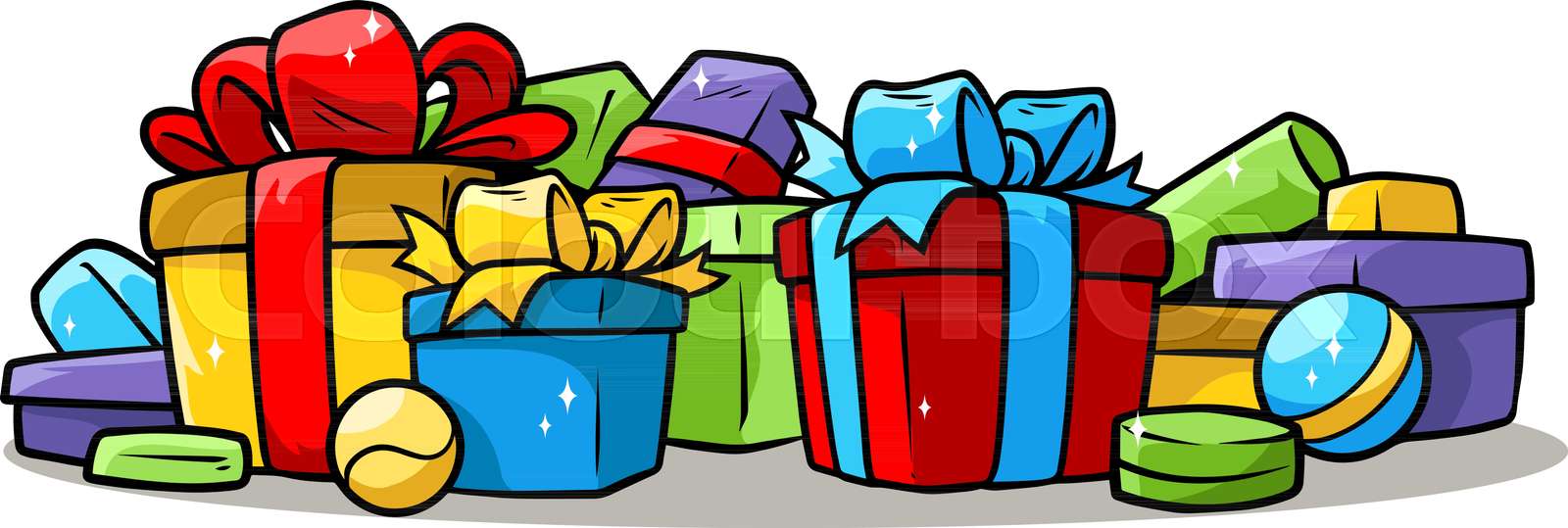 Cartoon colored presents and gift boxes Stock vector Colourbox