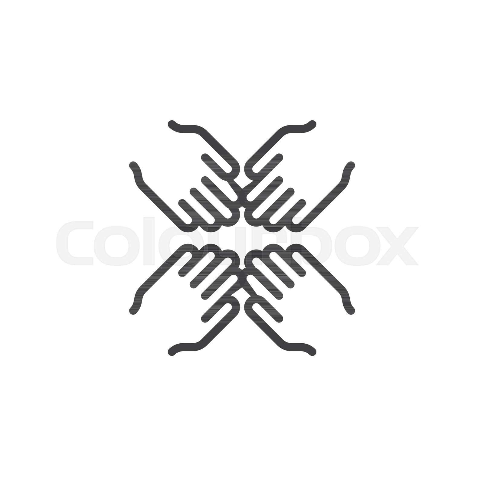 Four hands join together outline icon | Stock vector | Colourbox