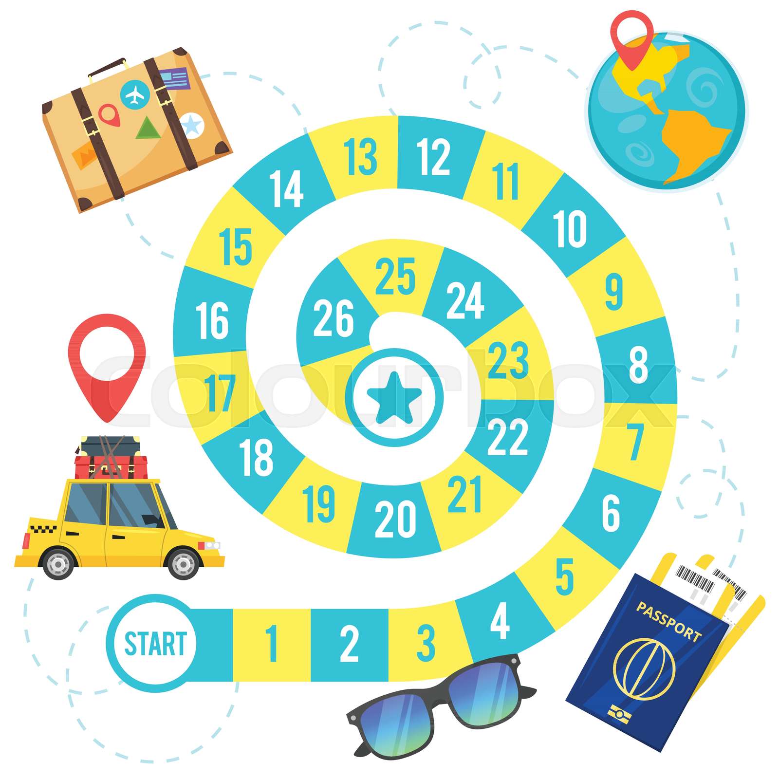 kids travel board game | Stock vector | Colourbox