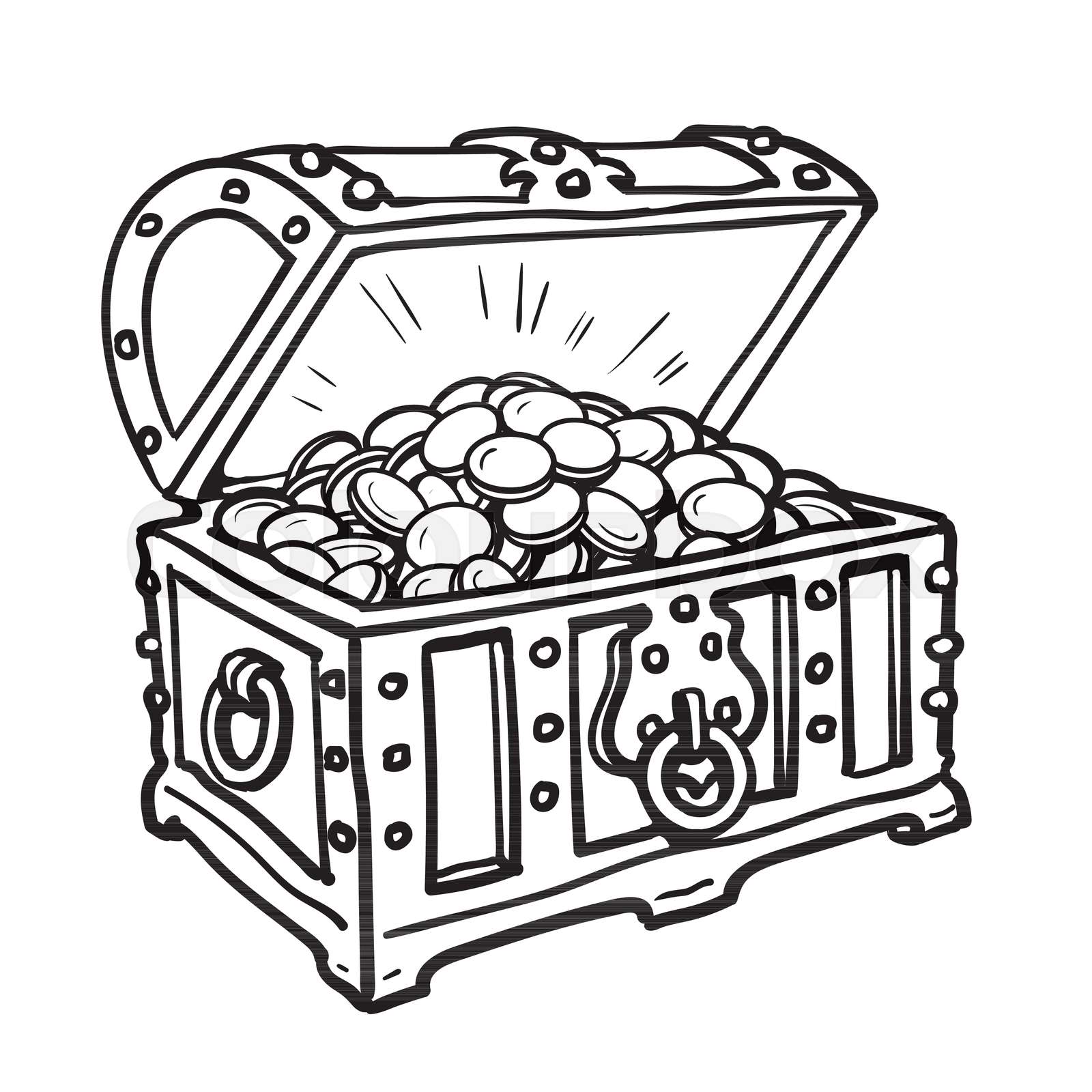 Old chest with gold coins Stock vector Colourbox