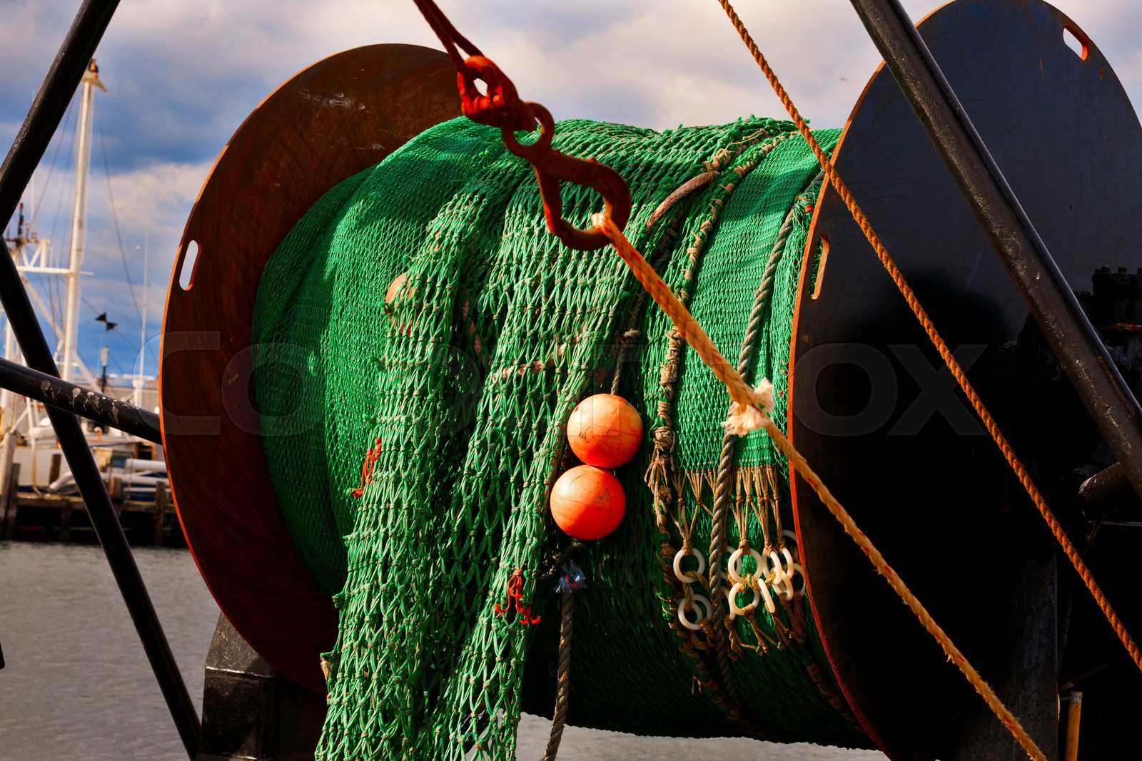 Commercial fishing boat equipment. Stock image Colourbox