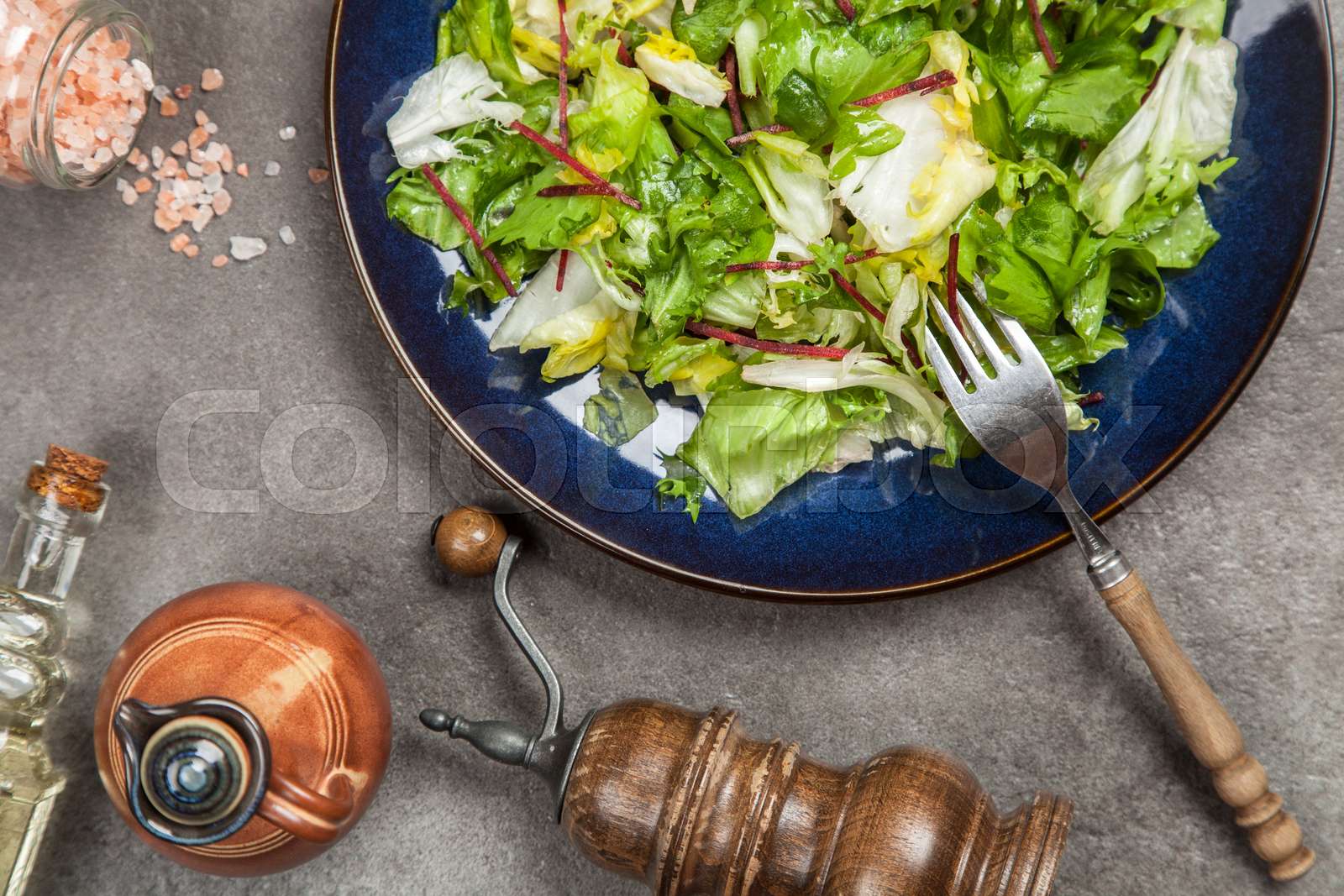 Fresh green salad Stock image Colourbox