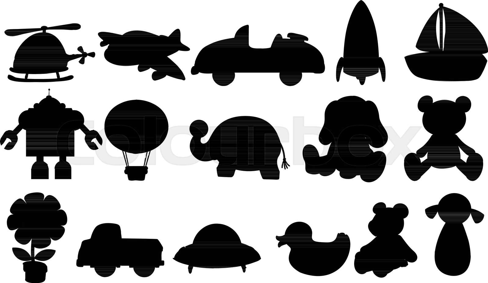 Silhouette set of toys | Stock vector | Colourbox
