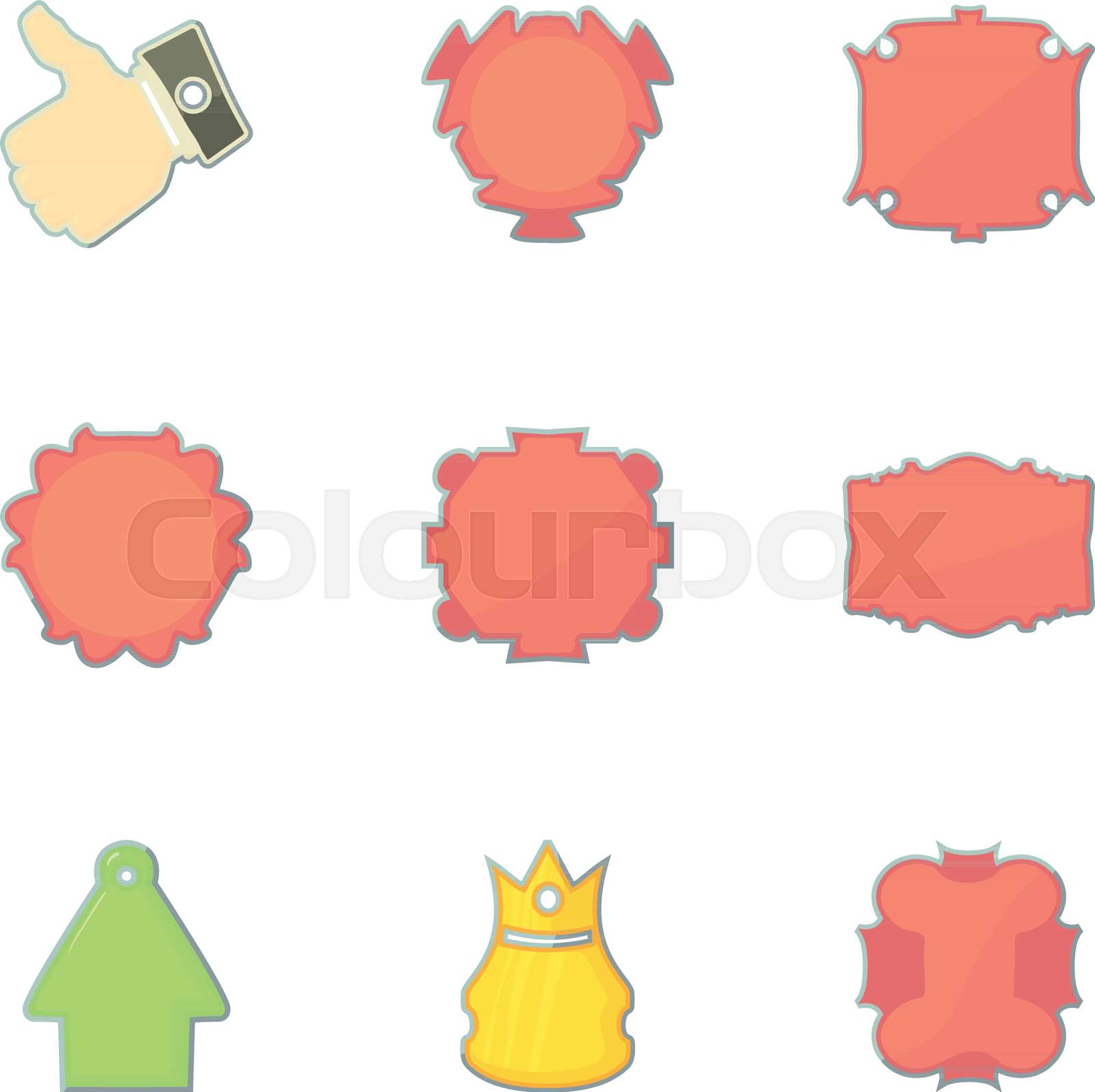 Shop tags icons set, cartoon style | Stock vector | Colourbox
