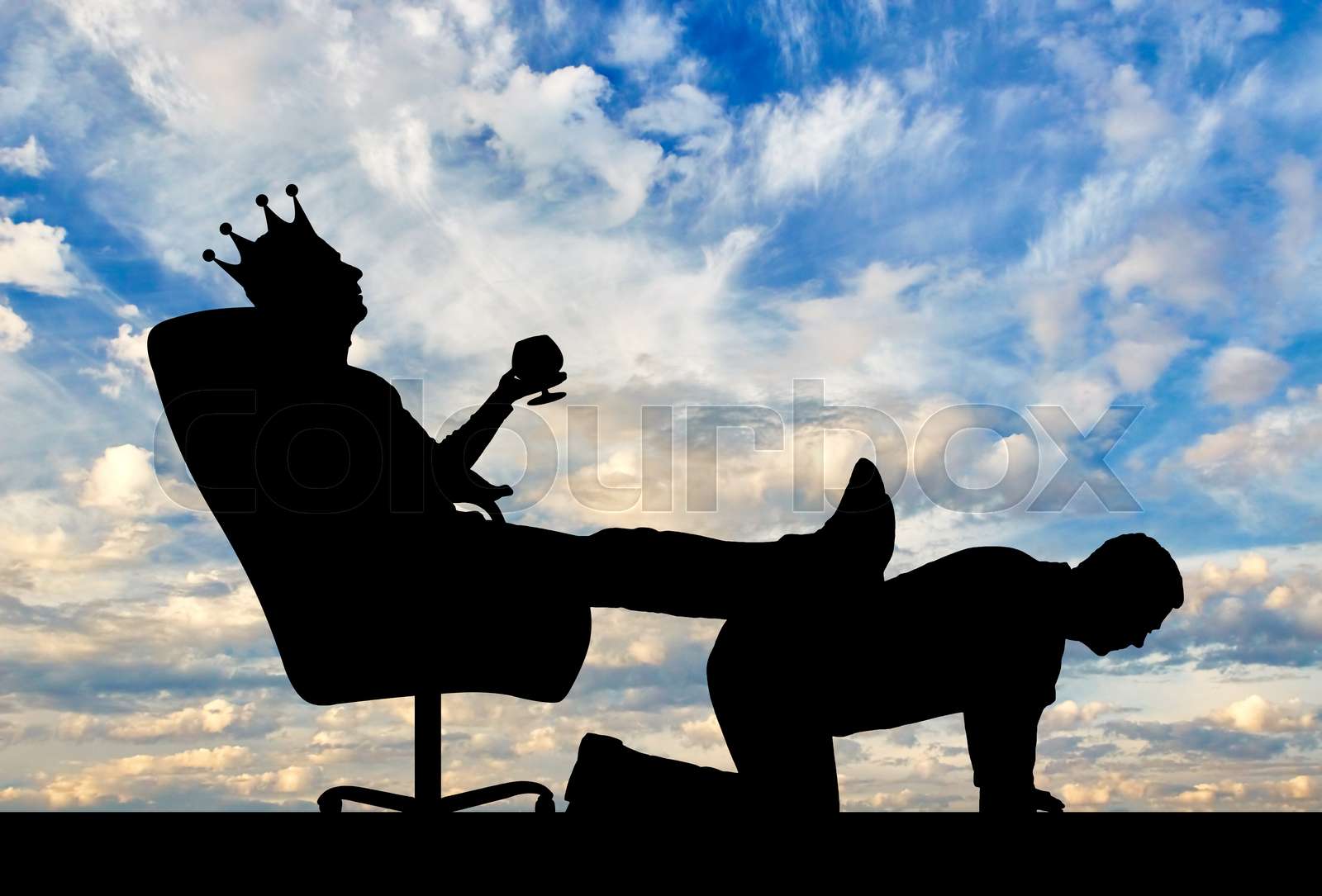Silhouette Of A Selfish Man With A Crown On His Head Sitting In An 