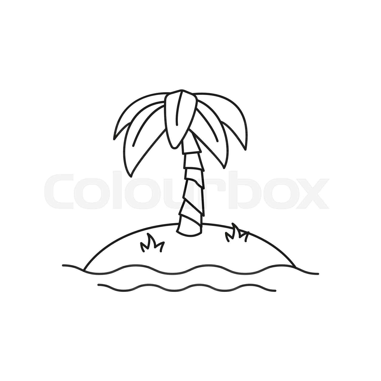 Palm tree on island icon, outline style | Stock vector | Colourbox