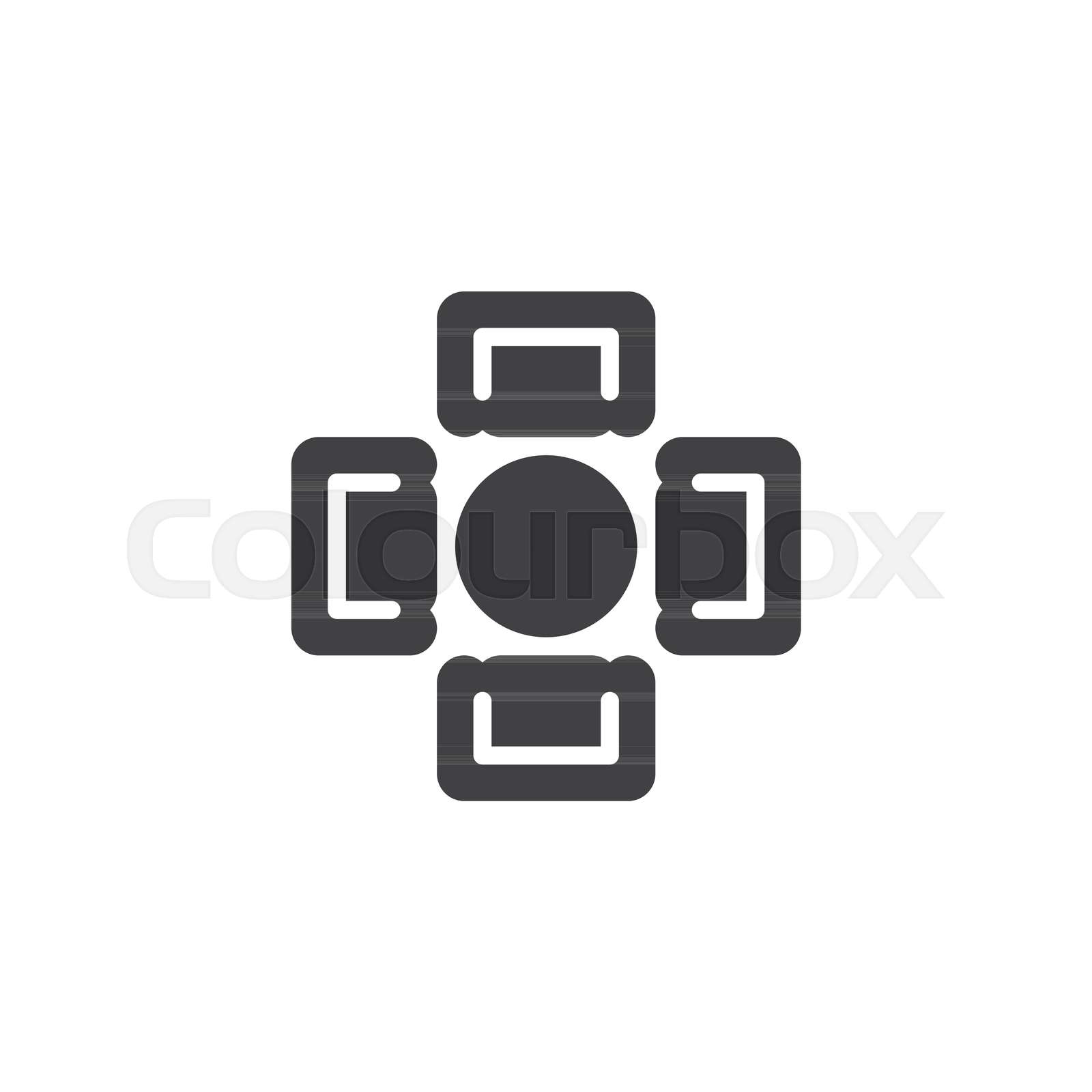 Round dining table with armchairs top view vector icon Stock vector