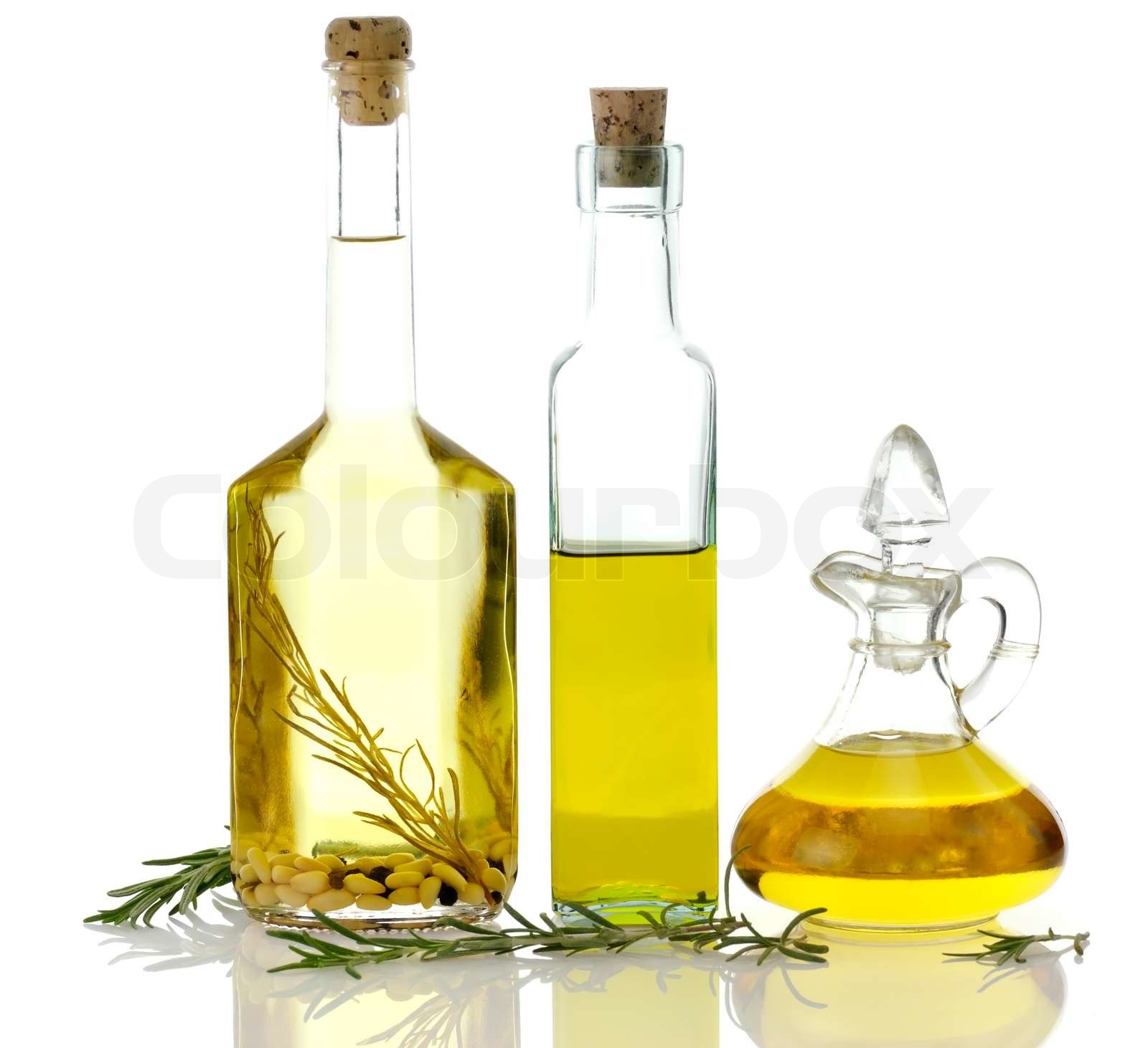 Assortment Of Cooking Oil In Glass Bottles Stock image Colourbox