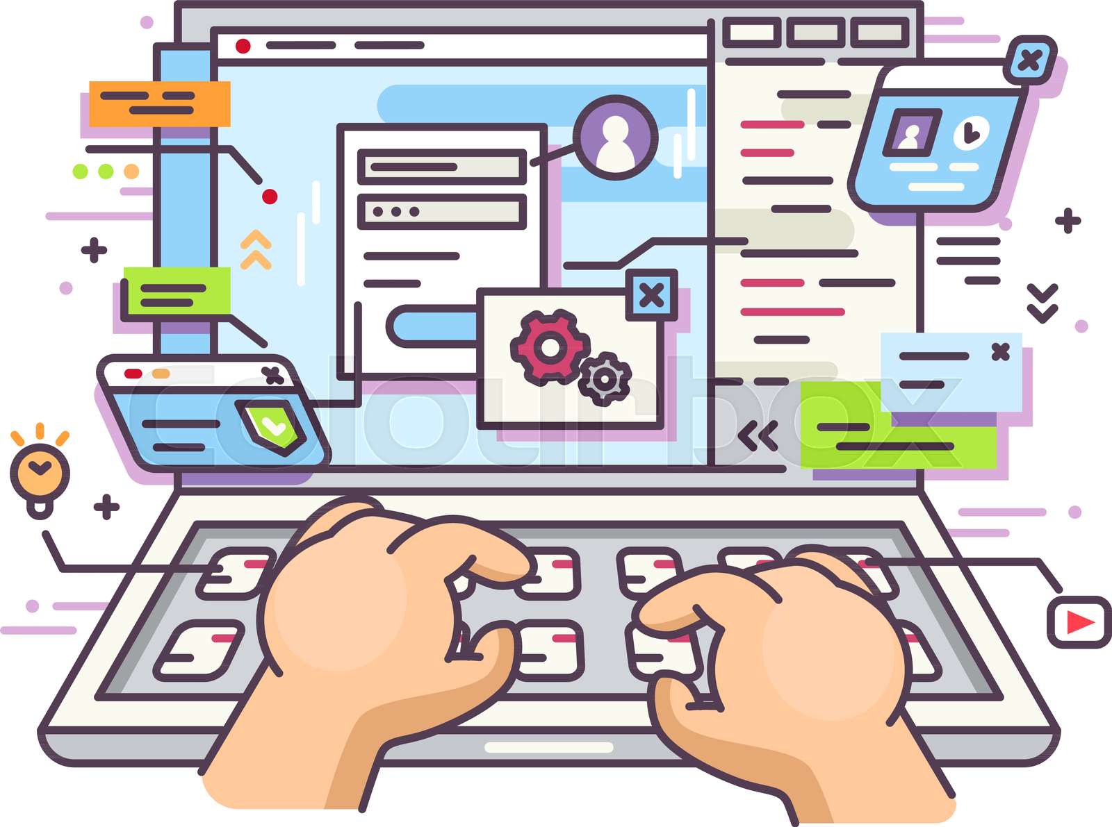  surfing on laptop Stock vector Colourbox