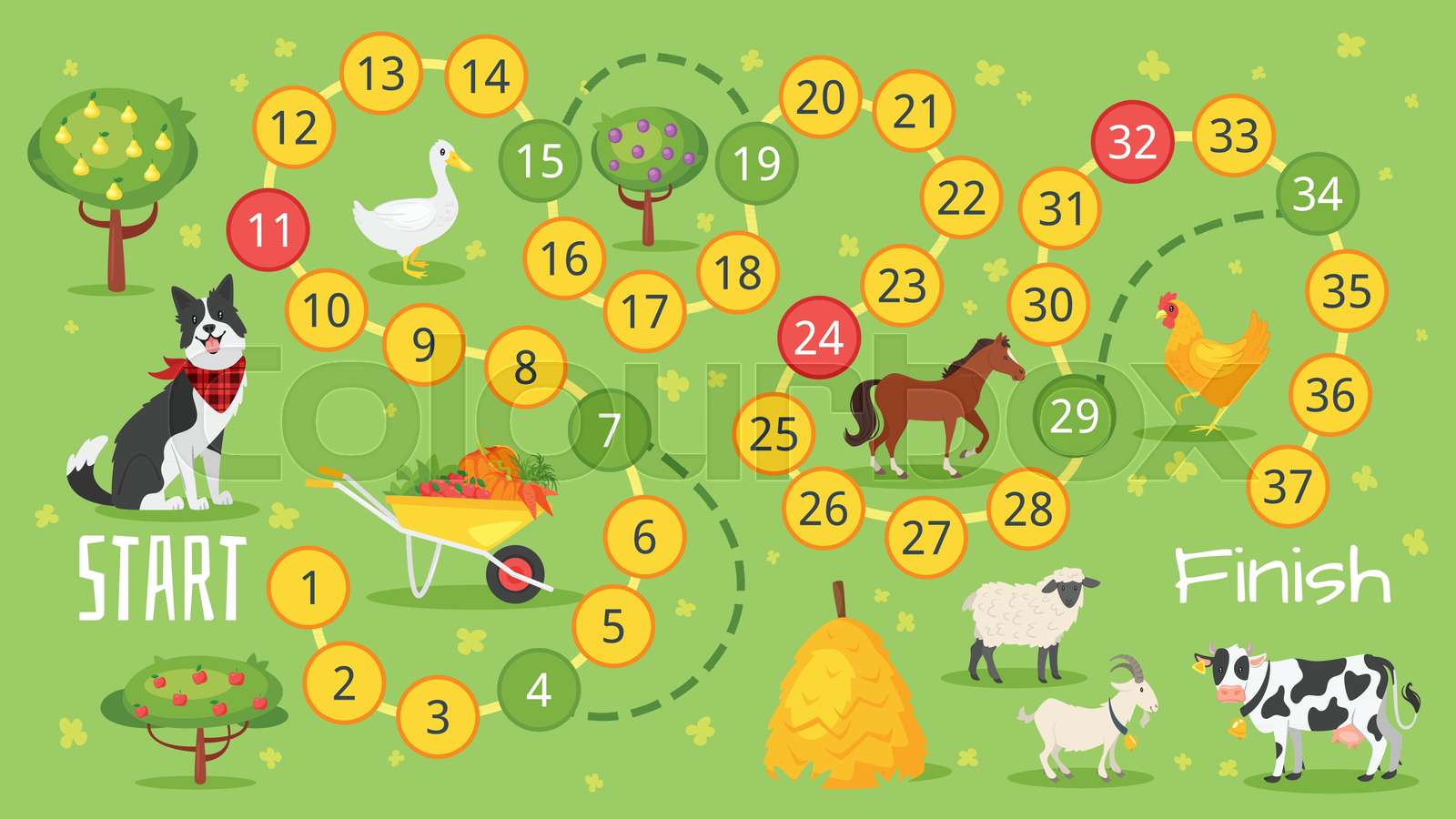 Farm Board Game Template Stock Vector Colourbox