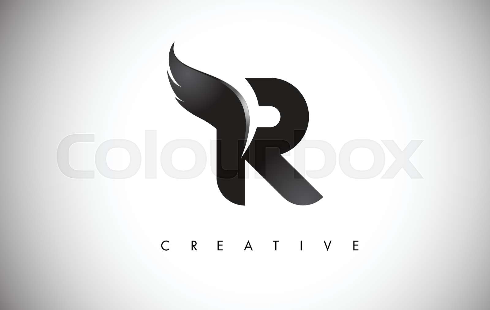 R Letter Wings Logo Design with Black Bird Fly Wing Icon. | Stock ...
