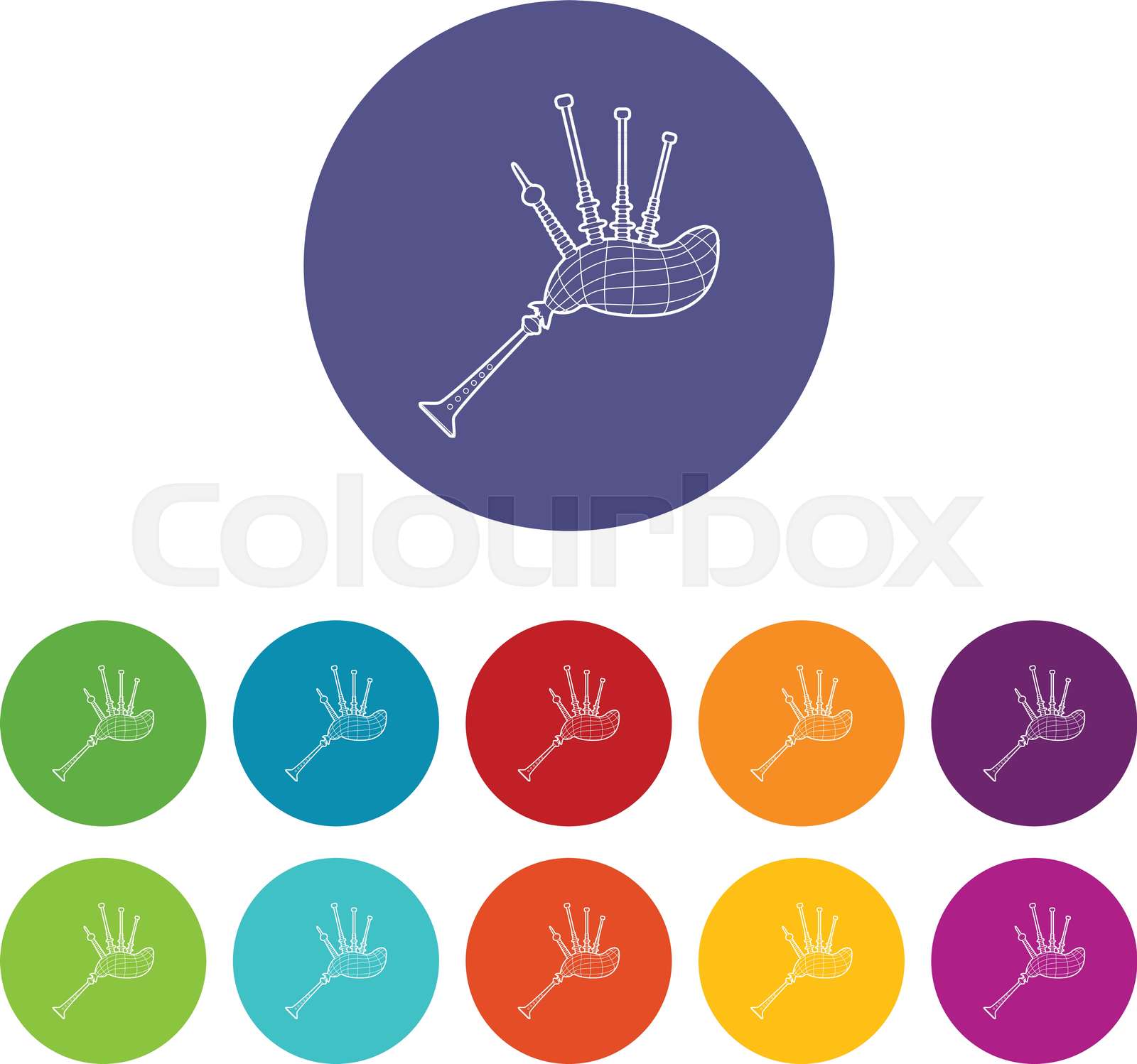 Bagpipe icon, outline style | Stock vector | Colourbox