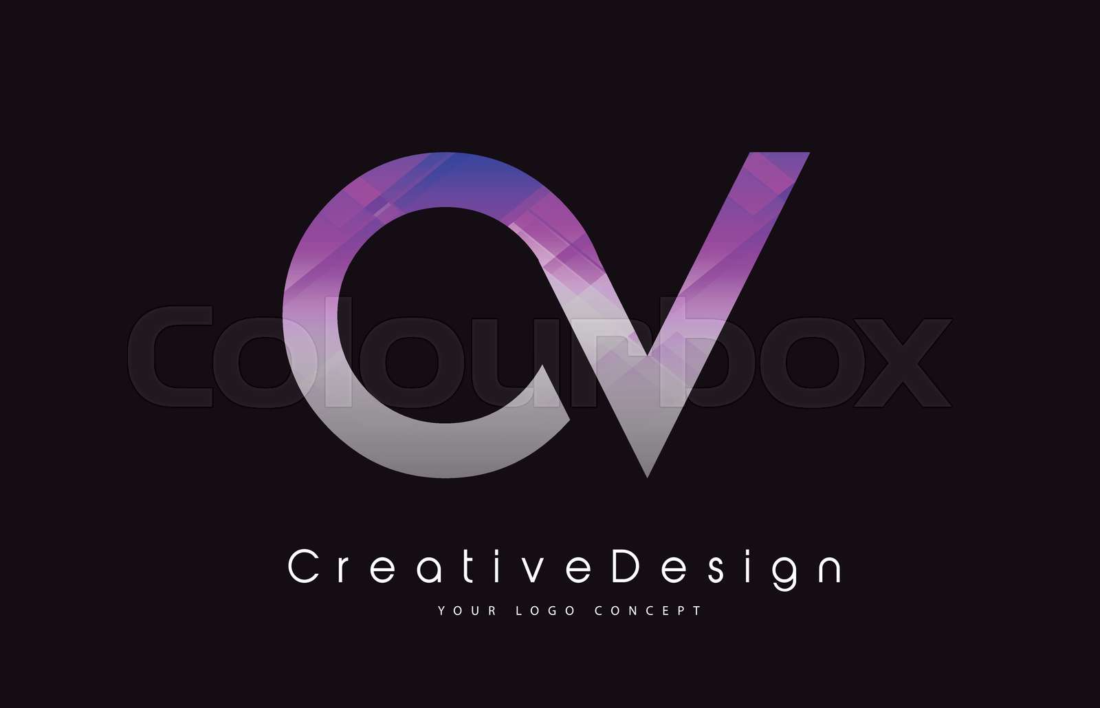 OV Letter Logo Design. Purple Texture Creative Icon Modern Letters