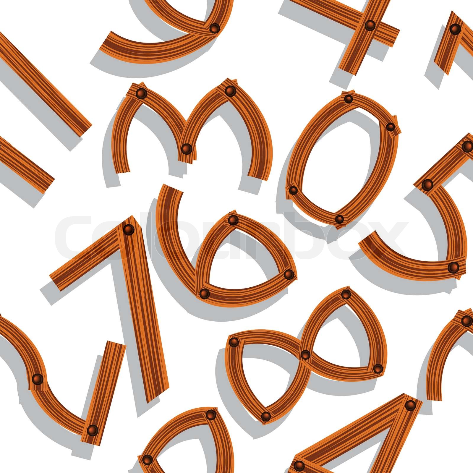 wooden numbers shadowed pattern, abstract seamless texture vector art