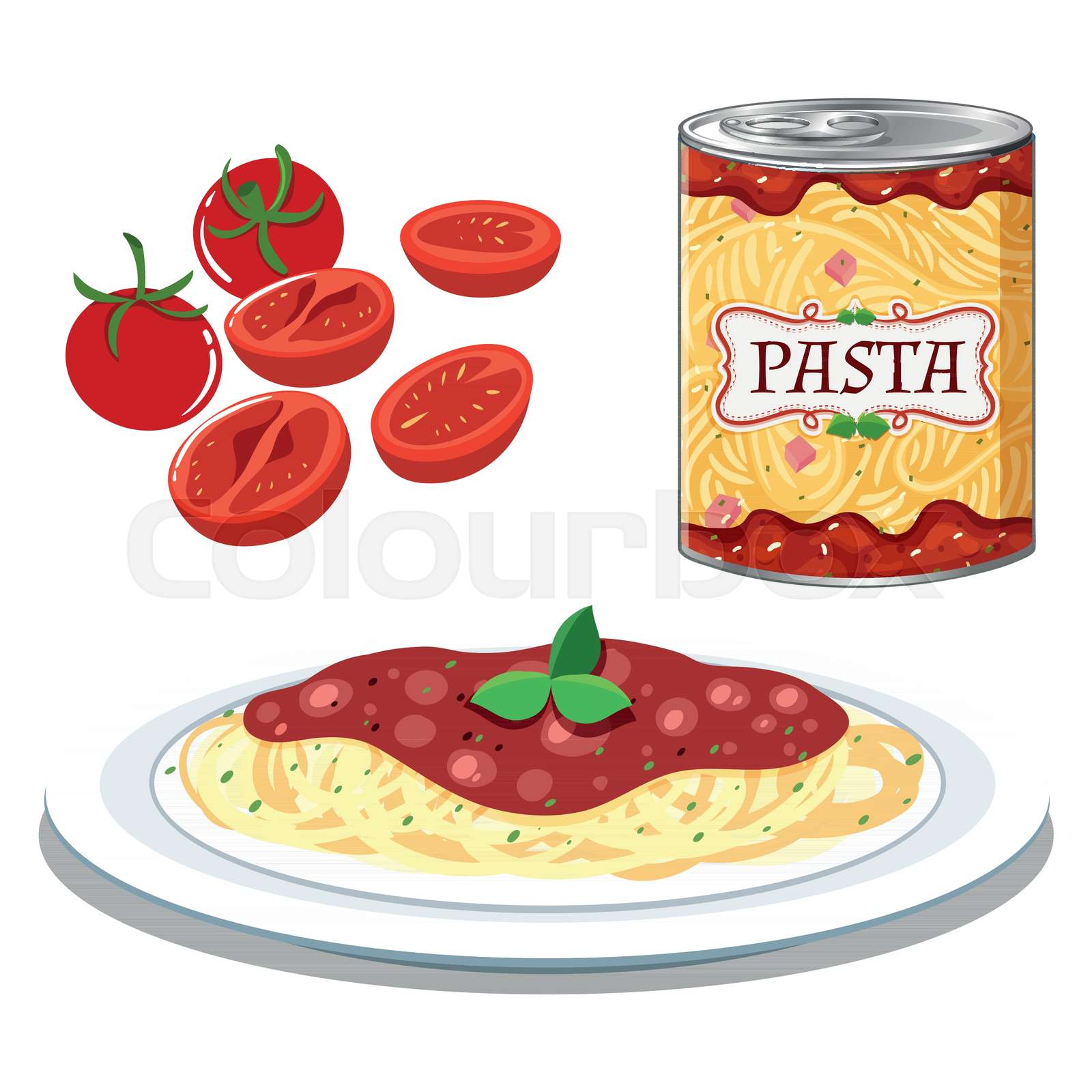 Pasta with Simple Tomato Sauce | Stock vector | Colourbox