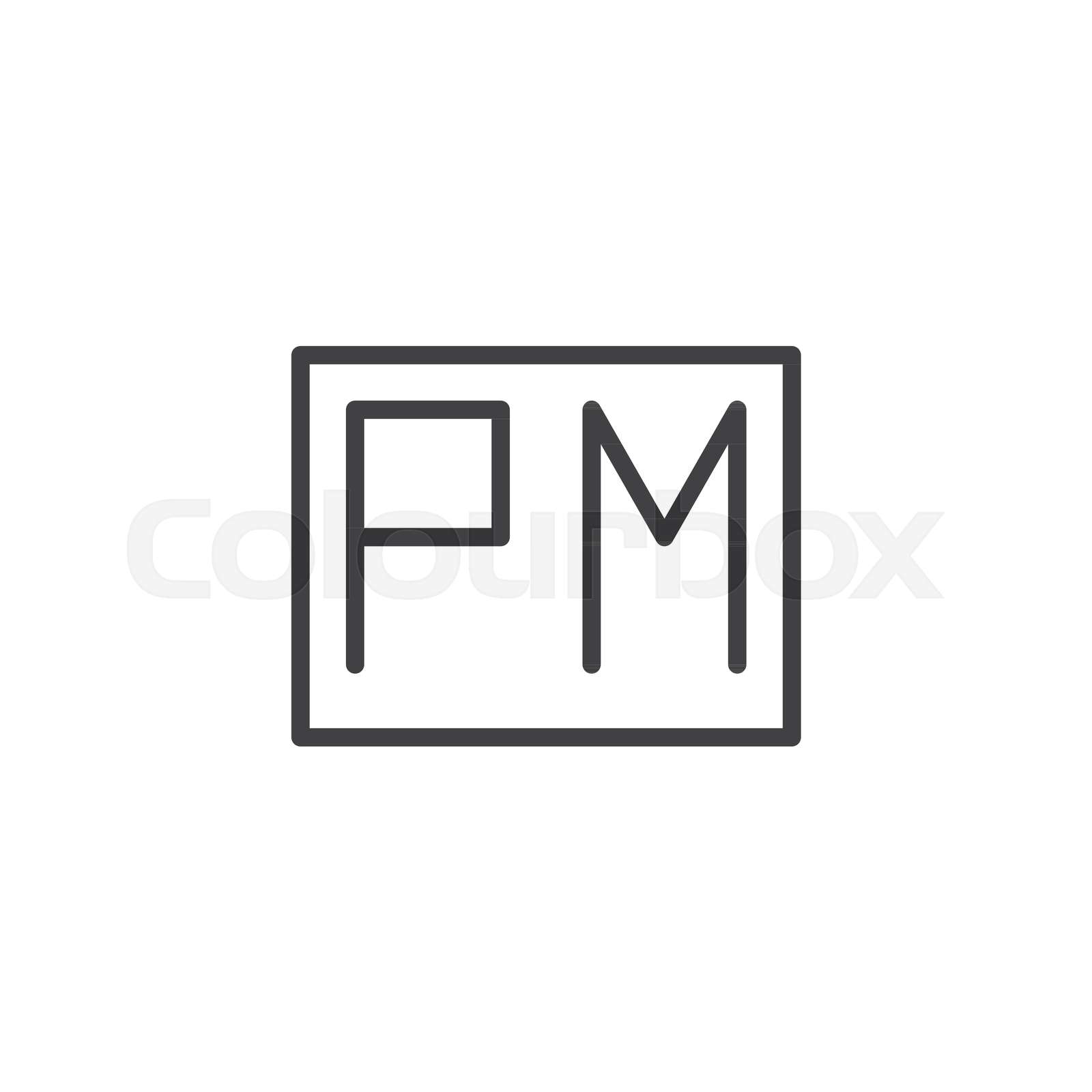 PM Time Sign Outline Icon Stock Vector Colourbox